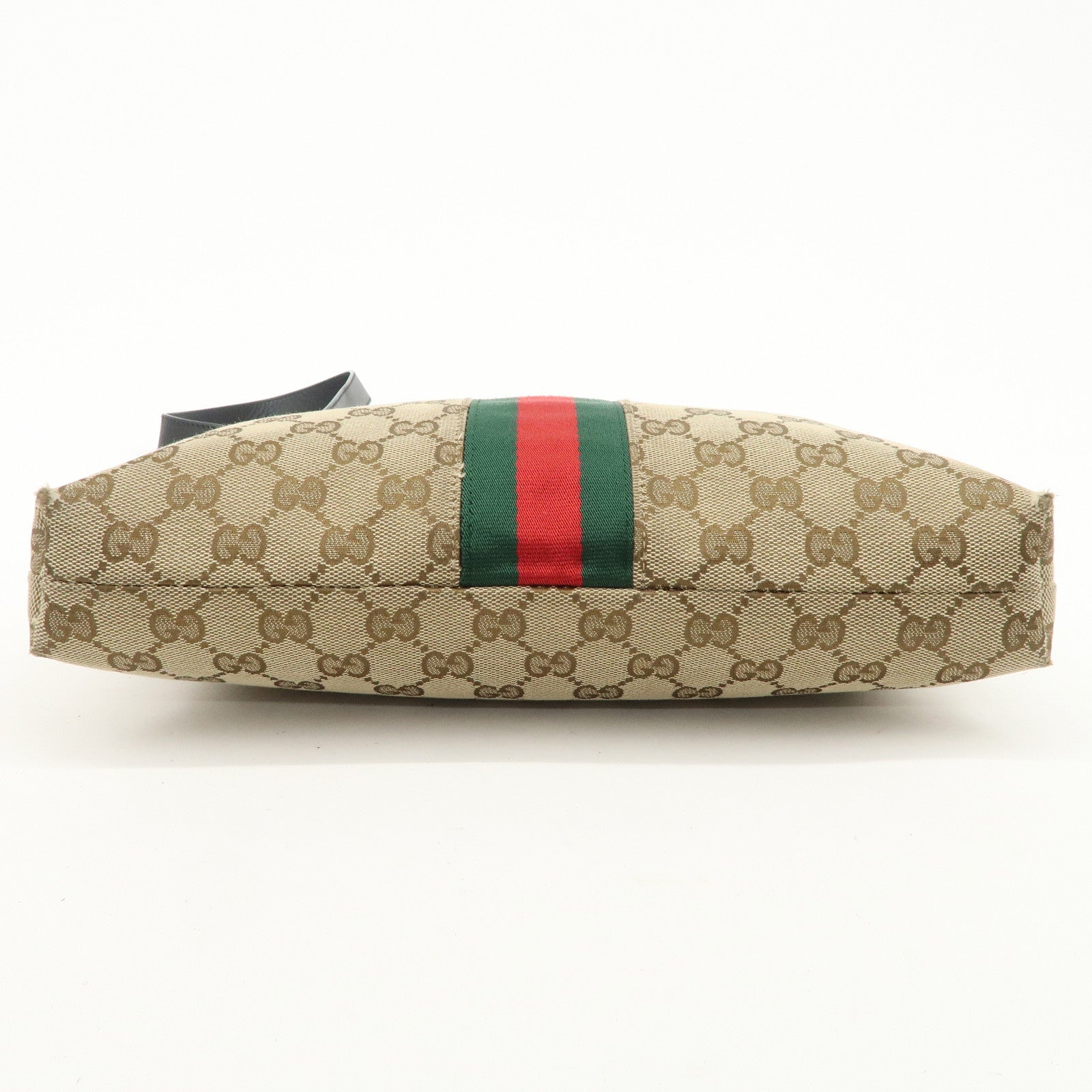 GUCCI Sherry GG Canvas Leather Shoulder Bag Beige Black 388926