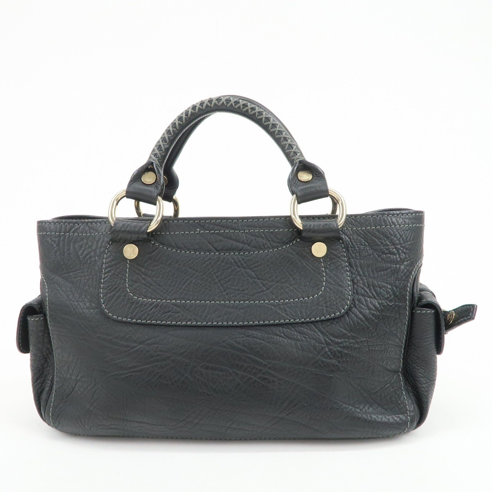 CELINE Logo Leather Boogie Bag Hand Bag Tote Bag Black