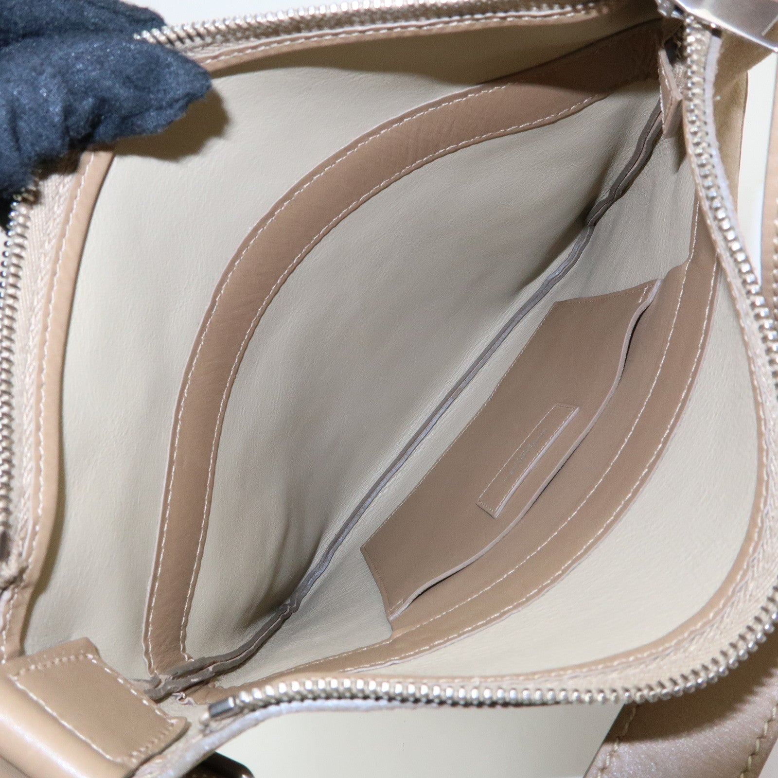 SAINT LAURENT PARIS Suede Leather Shoulder Crossbody Bag Beige