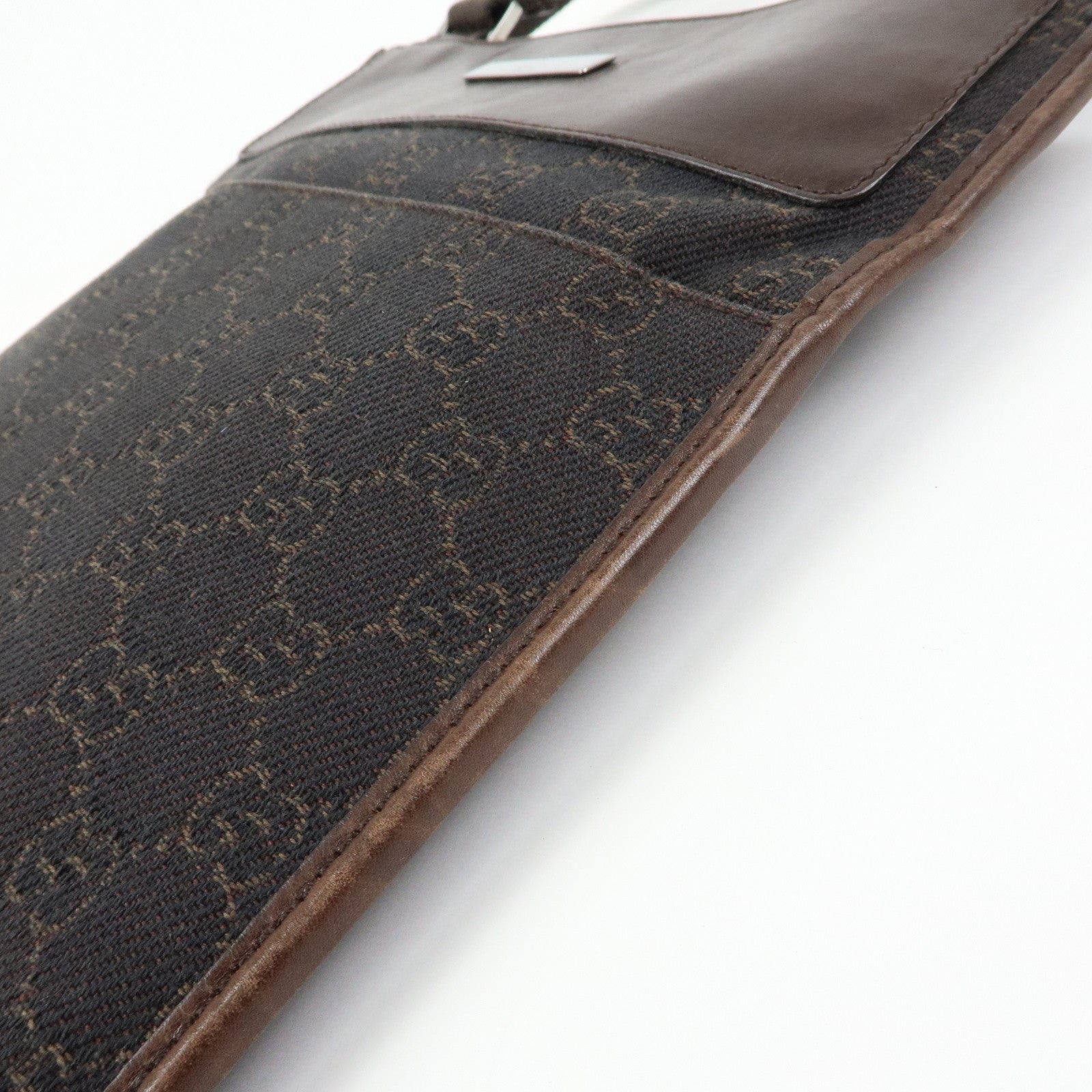 GUCCI GG Denim Leather Shoulder Bag Crossbody Bag Brown 27639