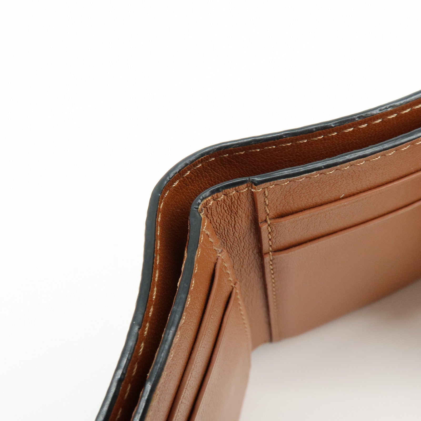 LOEWE Anagram Pebble Grained Calf Compact Tri-fold Wallet Camel