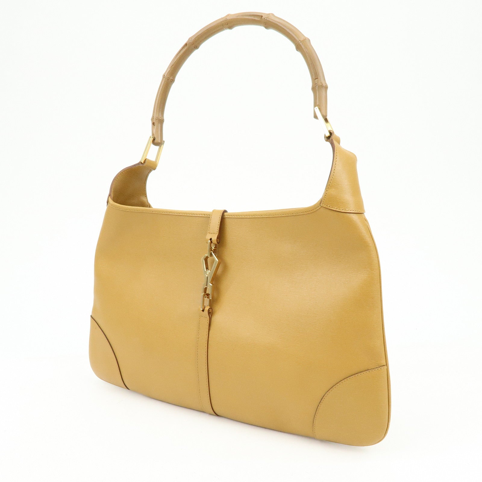GUCCI Bamboo Jackie Leather Shoulder Bag Hand Bag Yellow 001 4061