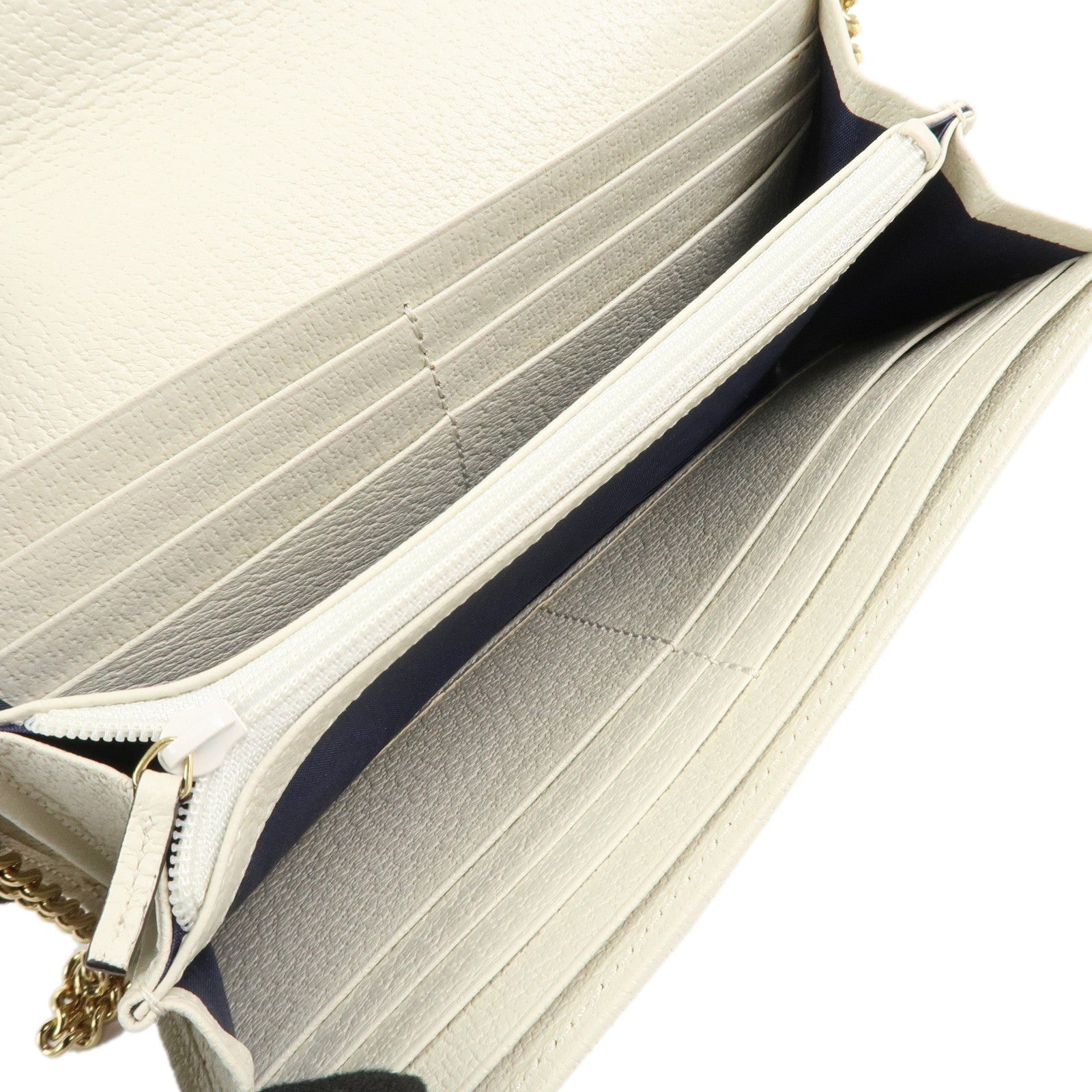 GUCCI GG Marmont Sherry Leather Chain Wallet WOC Ivory 546592
