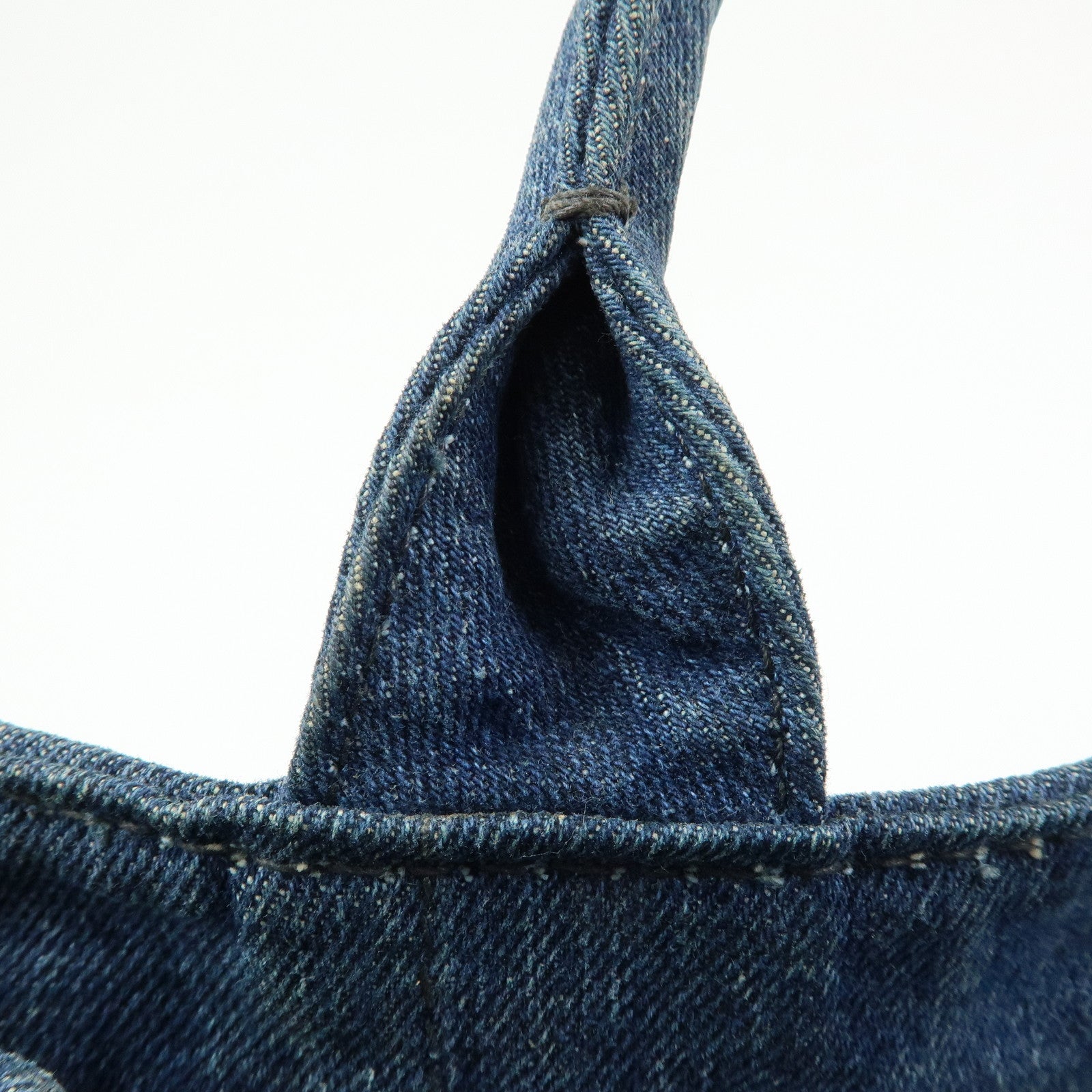 PRADA Triangle Logo Canapa Mini Denim 2Way Bag Hand Bag Blue 1BG439