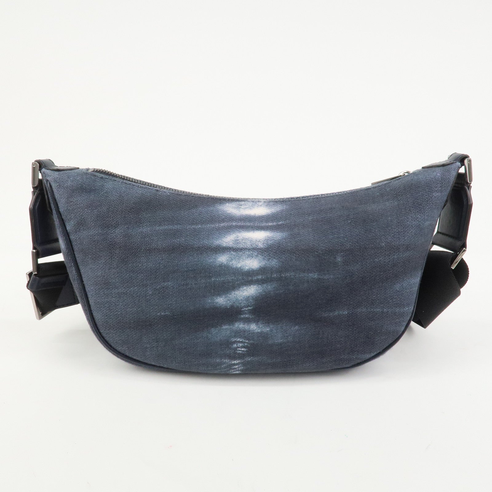 JIMMY CHOO Logo Canvas Leather Shoulder Bag Crossbody Bag Navy