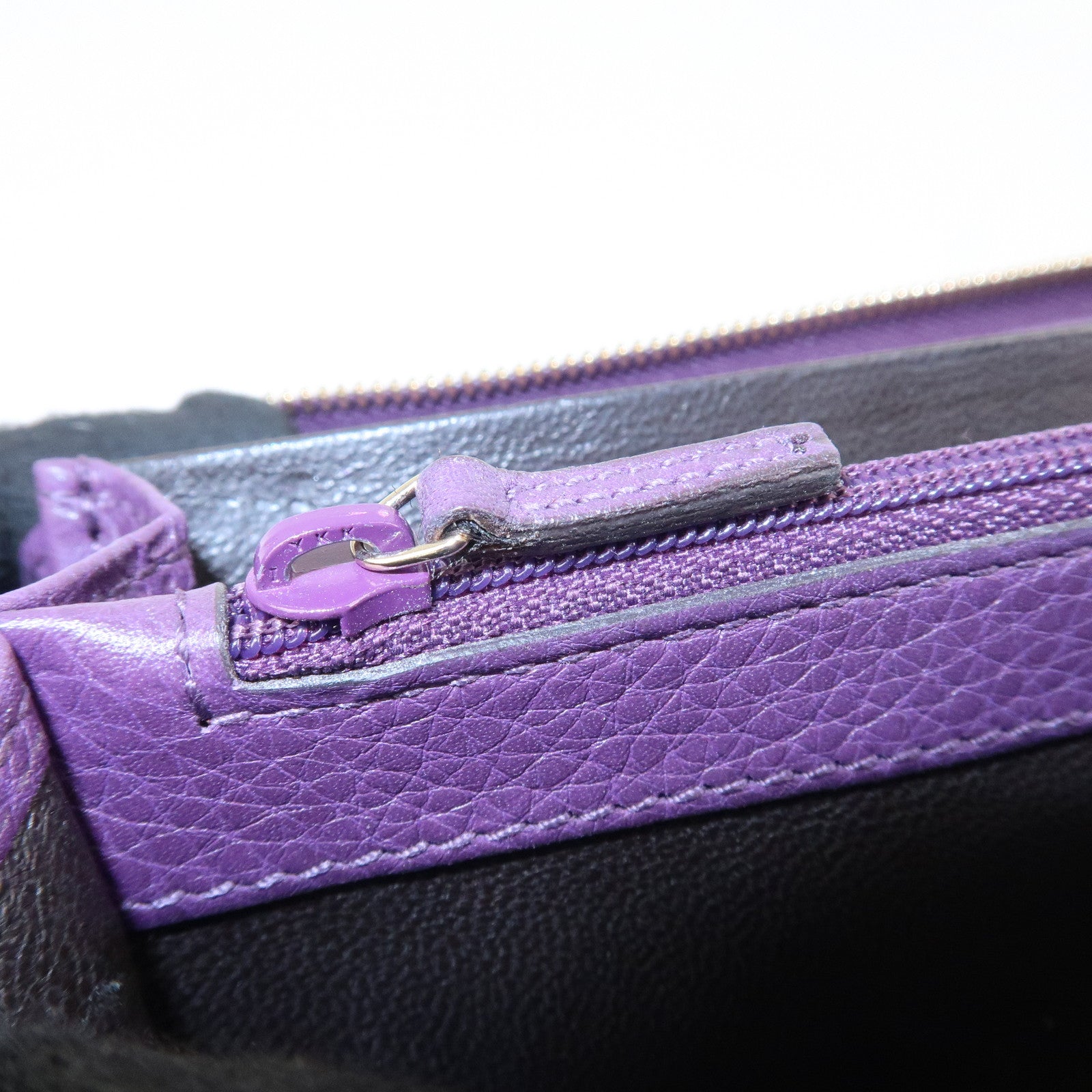 GUCCI SOHO Leather Zip Around Long Wallet Purple Used