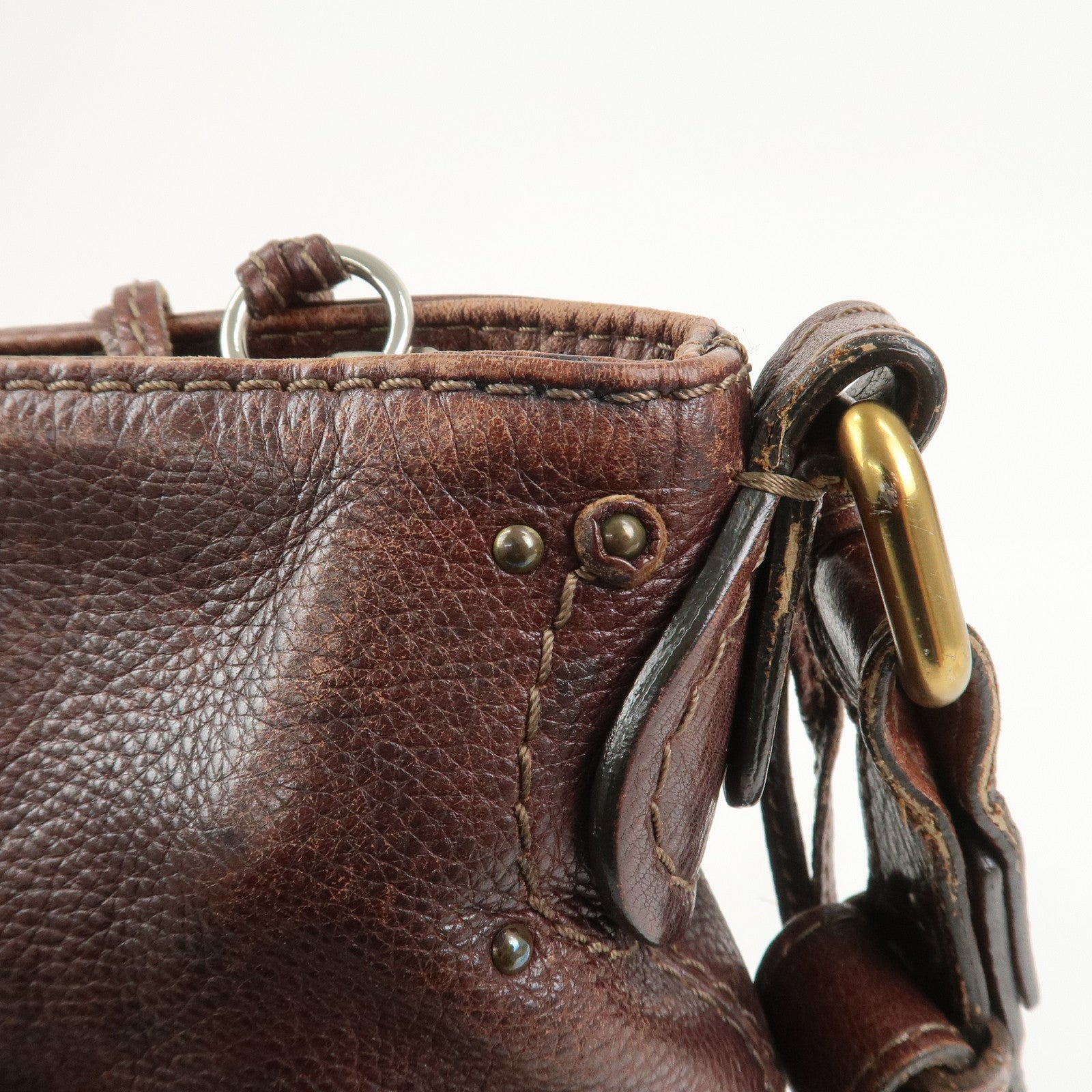 Chloe Paddington Leather Shoulder Crossbody Bag Brown