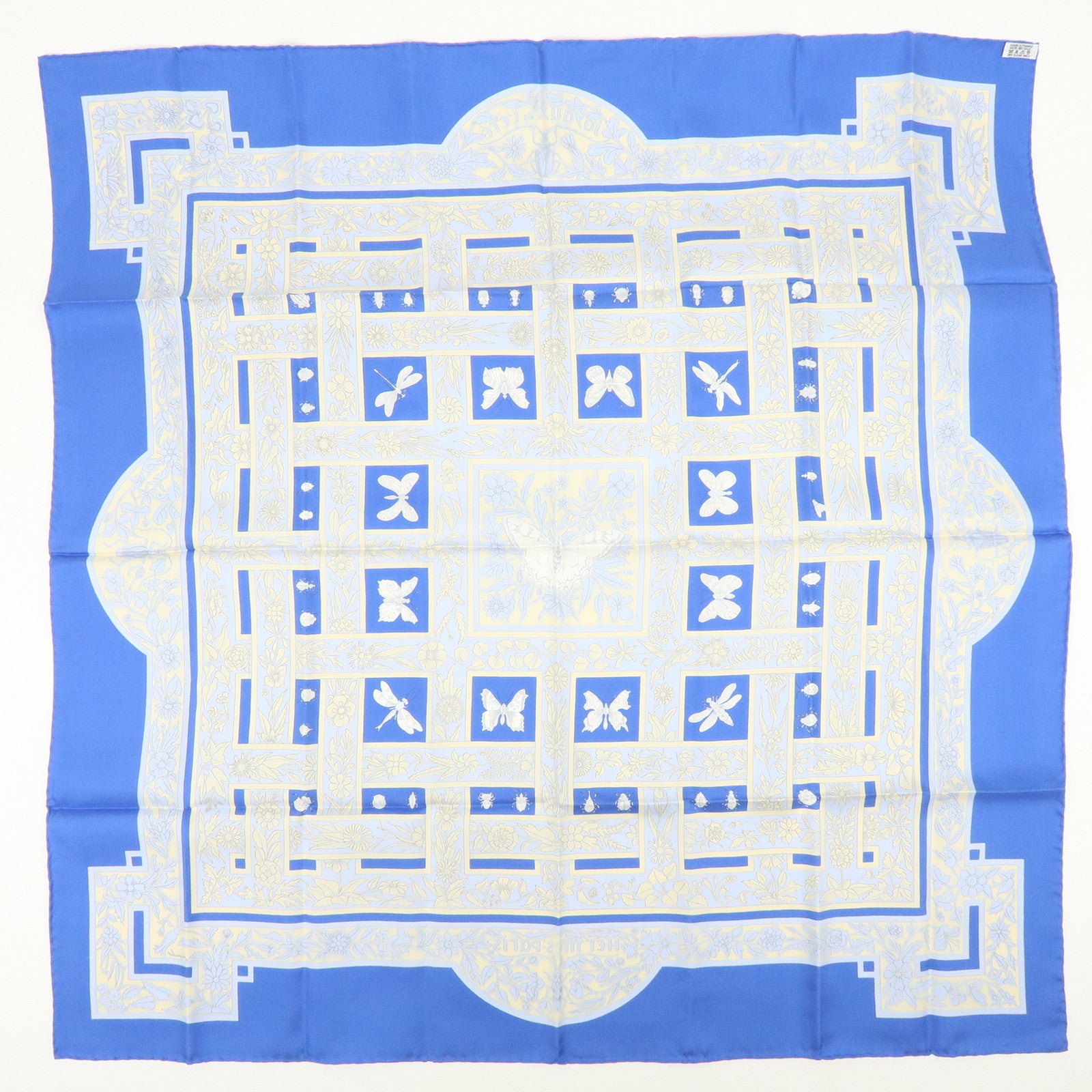 HERMES Carre 90 Silk 100% joyaux de LETE Scarf Blue