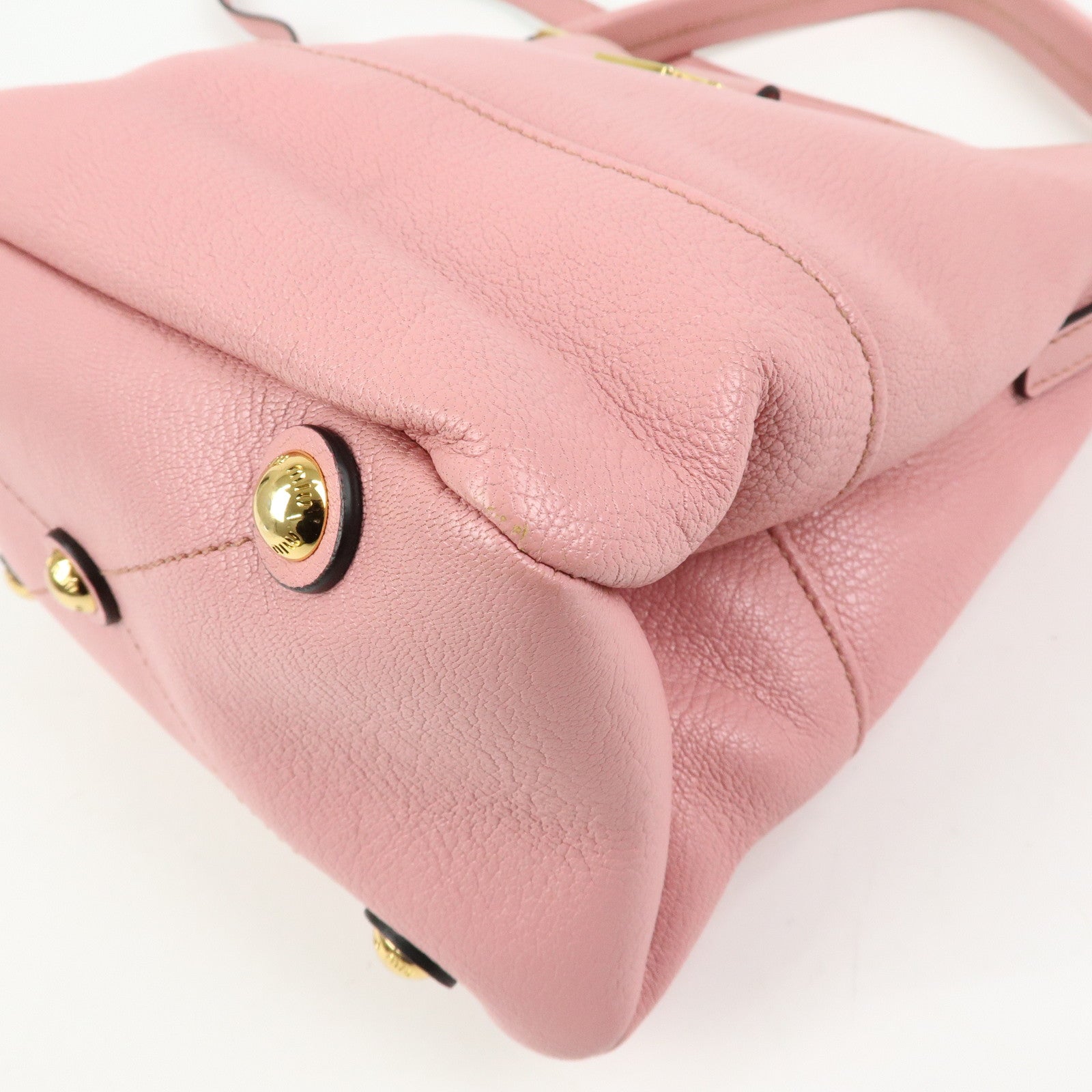 MIU MIU Madras Leather 2Way Bag Hand Bag Shoulder Bag Pink