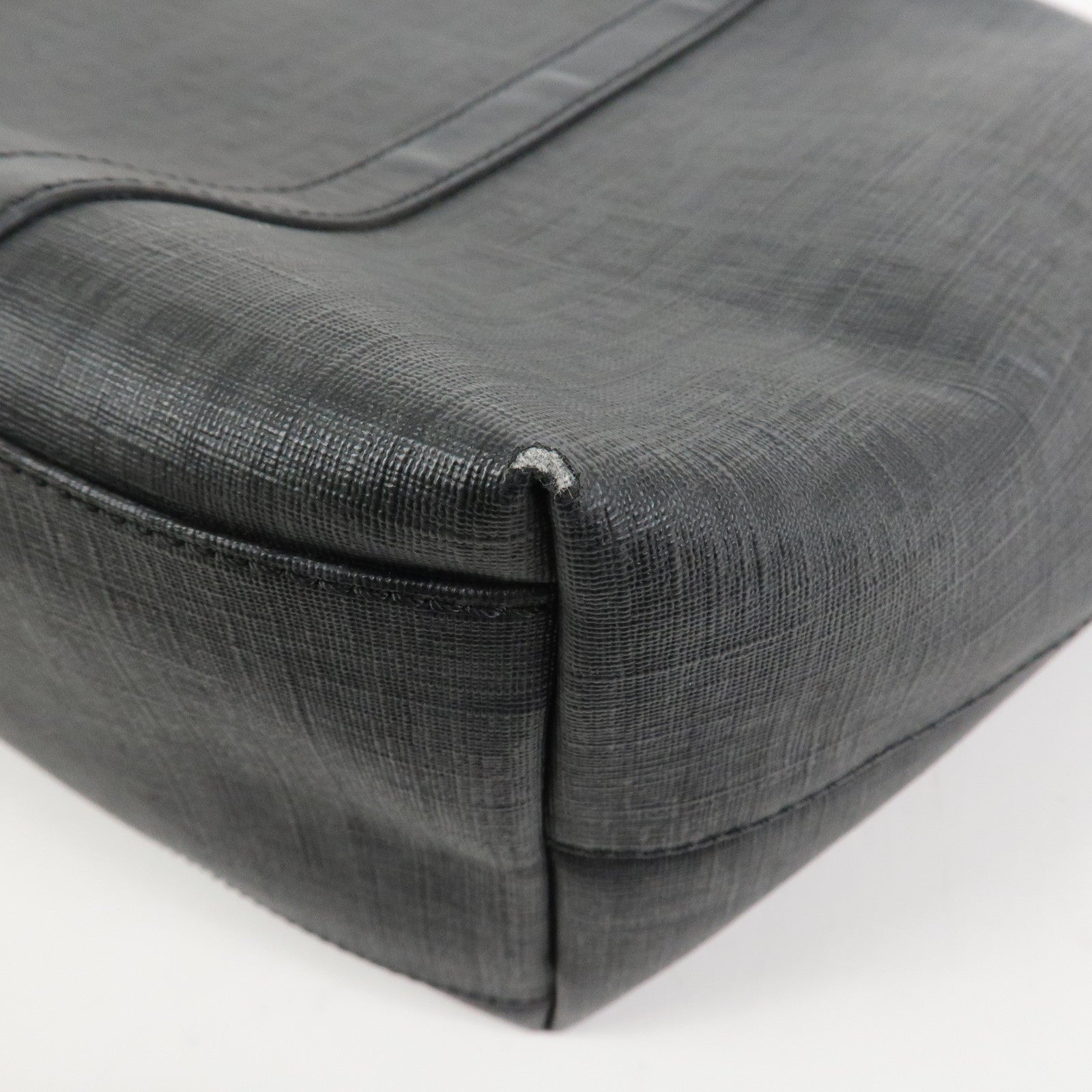 FENDI Zucchino PVC Leather Tote Bag Shoulder Bag Black 8BH215