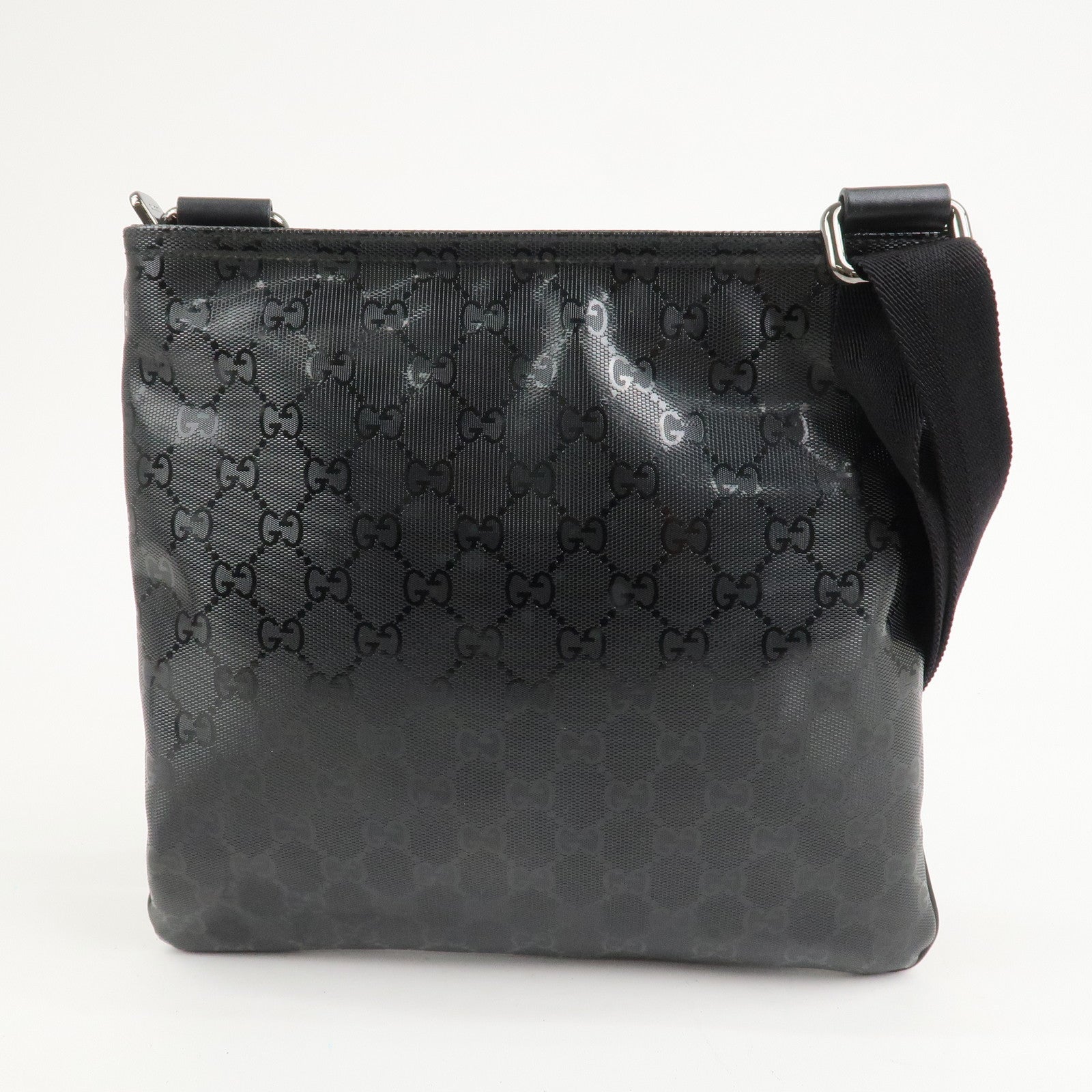 GUCCI GG Imprime Monogram PVC Shoulder Bag Cross Body Bag Black 295257