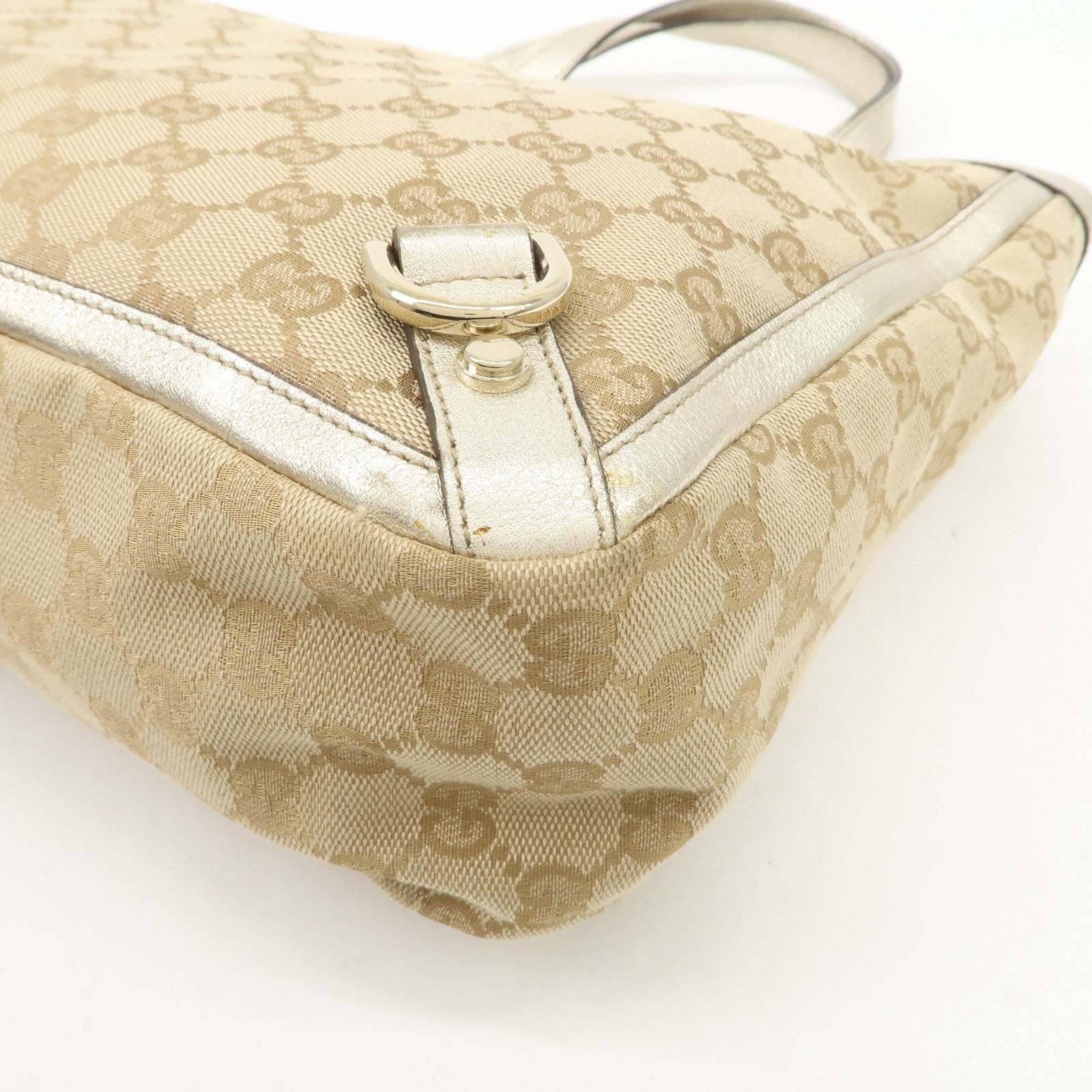 GUCCI Abbey GG Canvas Tote Bag Hand Bag Beige Gold 17004