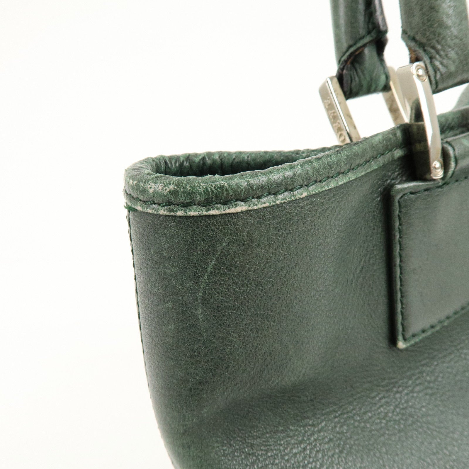 LOEWE Anagram Leather Tote Bag Hand Bag Green