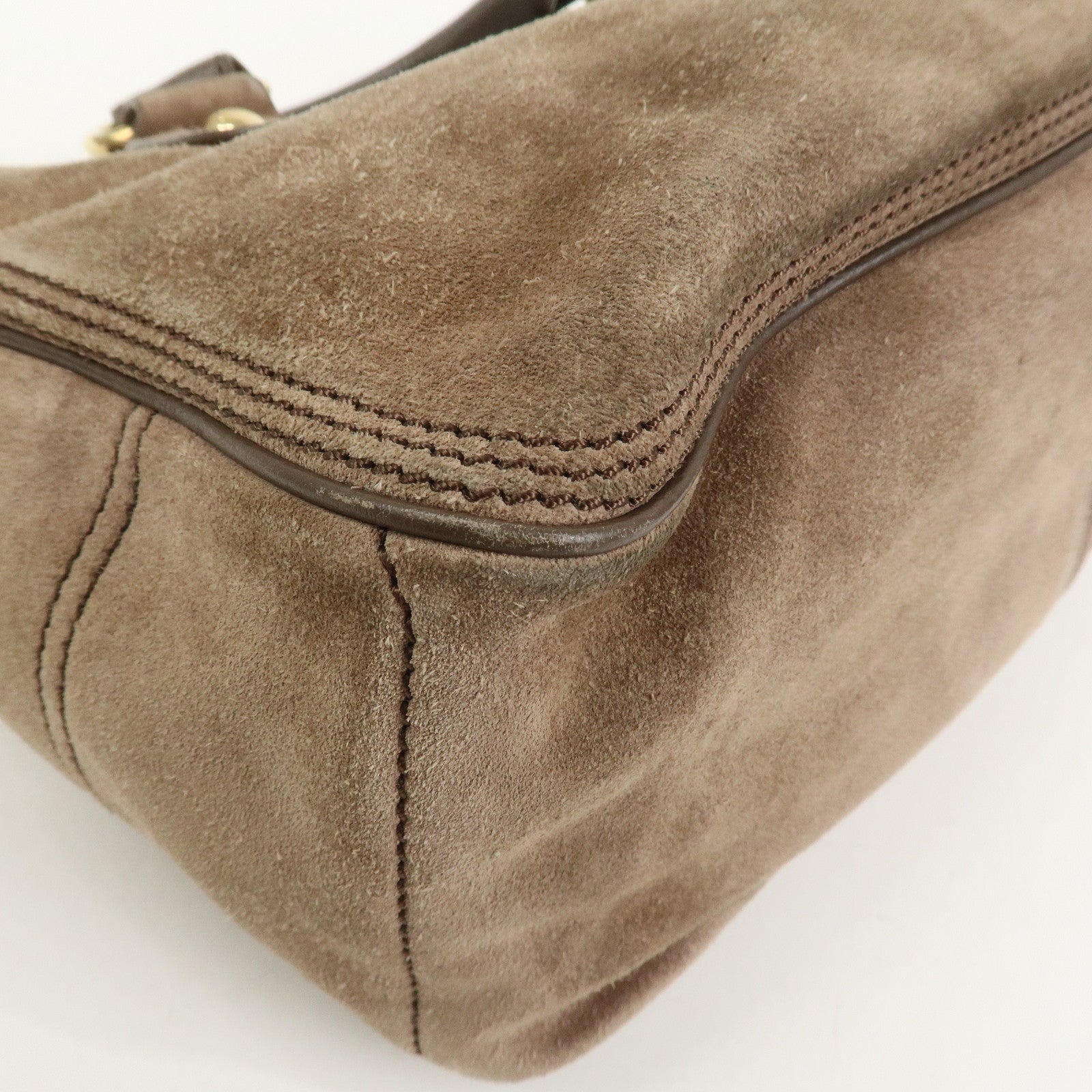 CELINE Boogie Bag Suede Leather Hand Bag Beige Brown