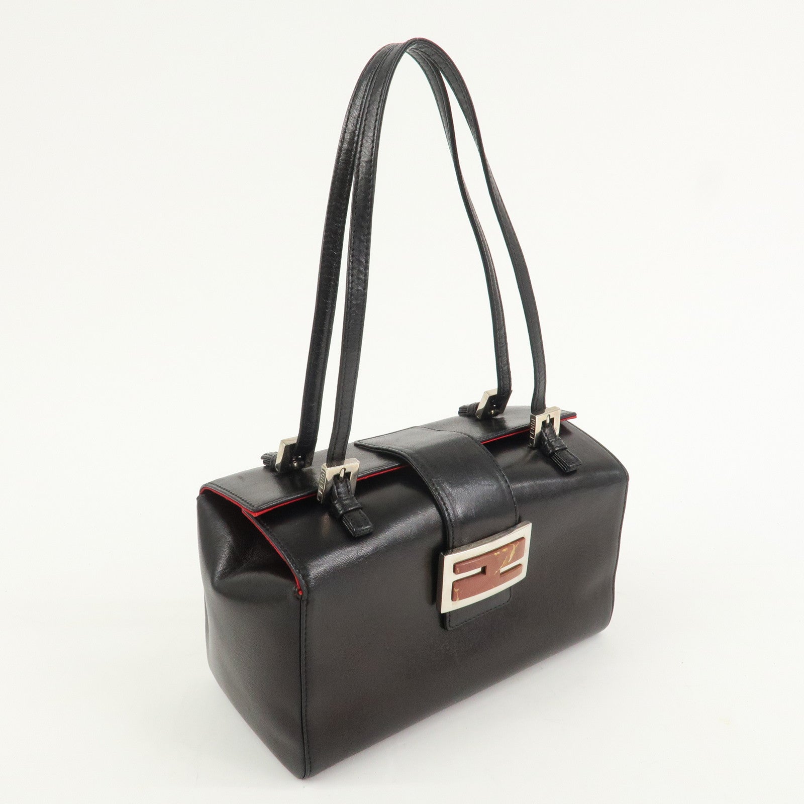 FENDI Nappa Leather Hand Bag Shoulder Bag Black 10163350001