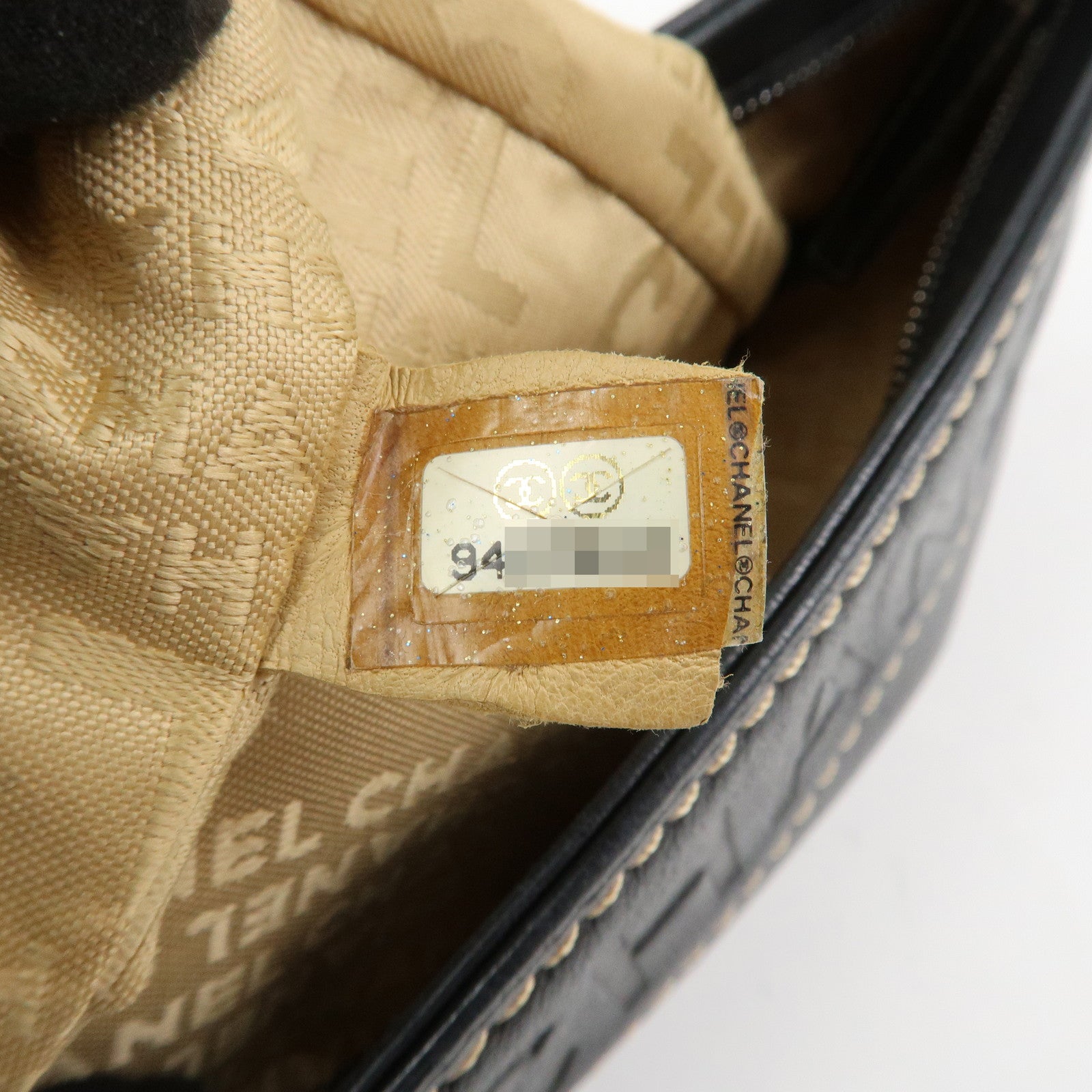 CHANEL Lambskin Chain Shoulder Bag Hand Bag Black Silver