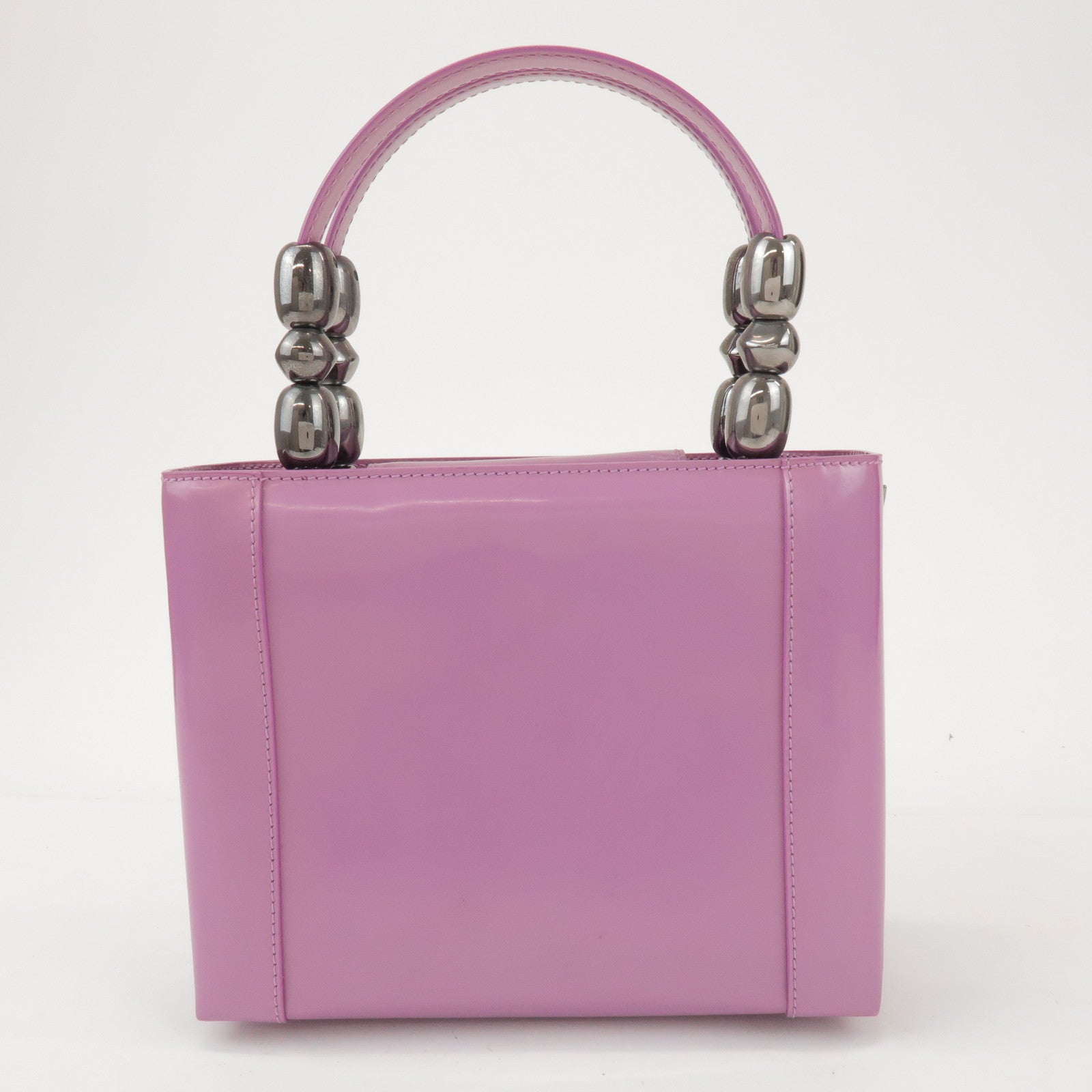 Christian Dior Maris Pearl Patent Leather Hand Bag Purple