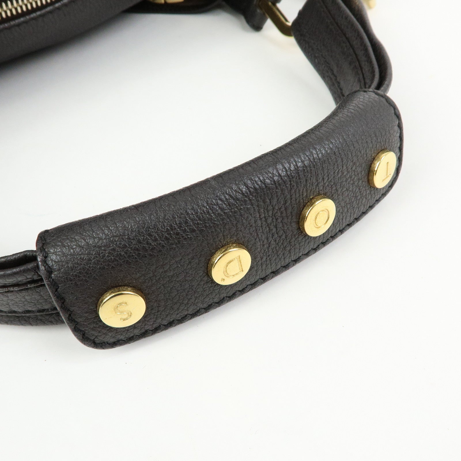 TOD'S  Leather Shoulder Bag Hand Bag Dark Brown