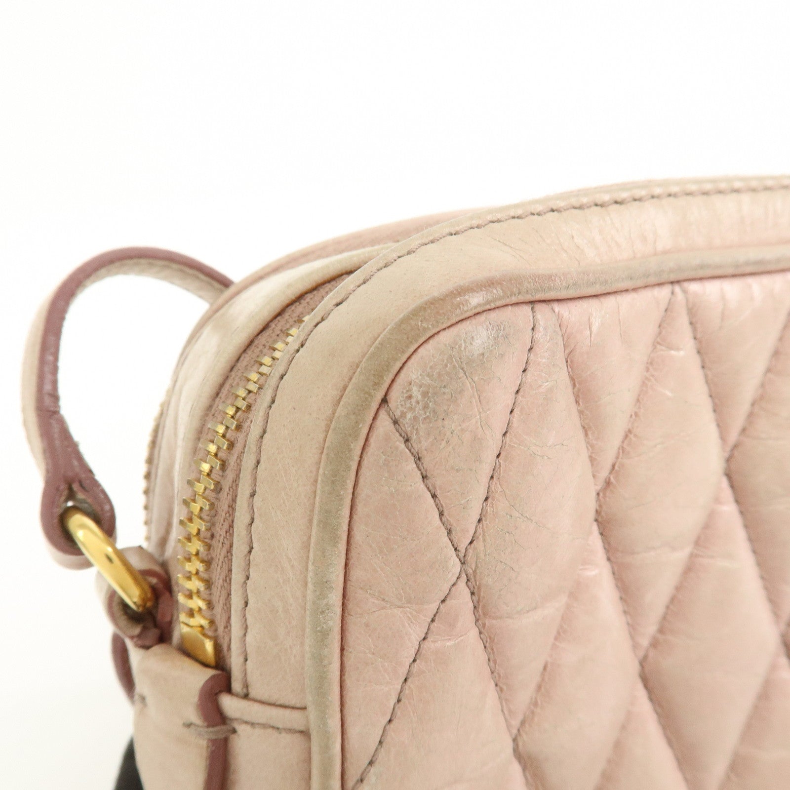 MIU MIU Leather Shoulder Bag Crossbody Bag Light Pink 5BH543