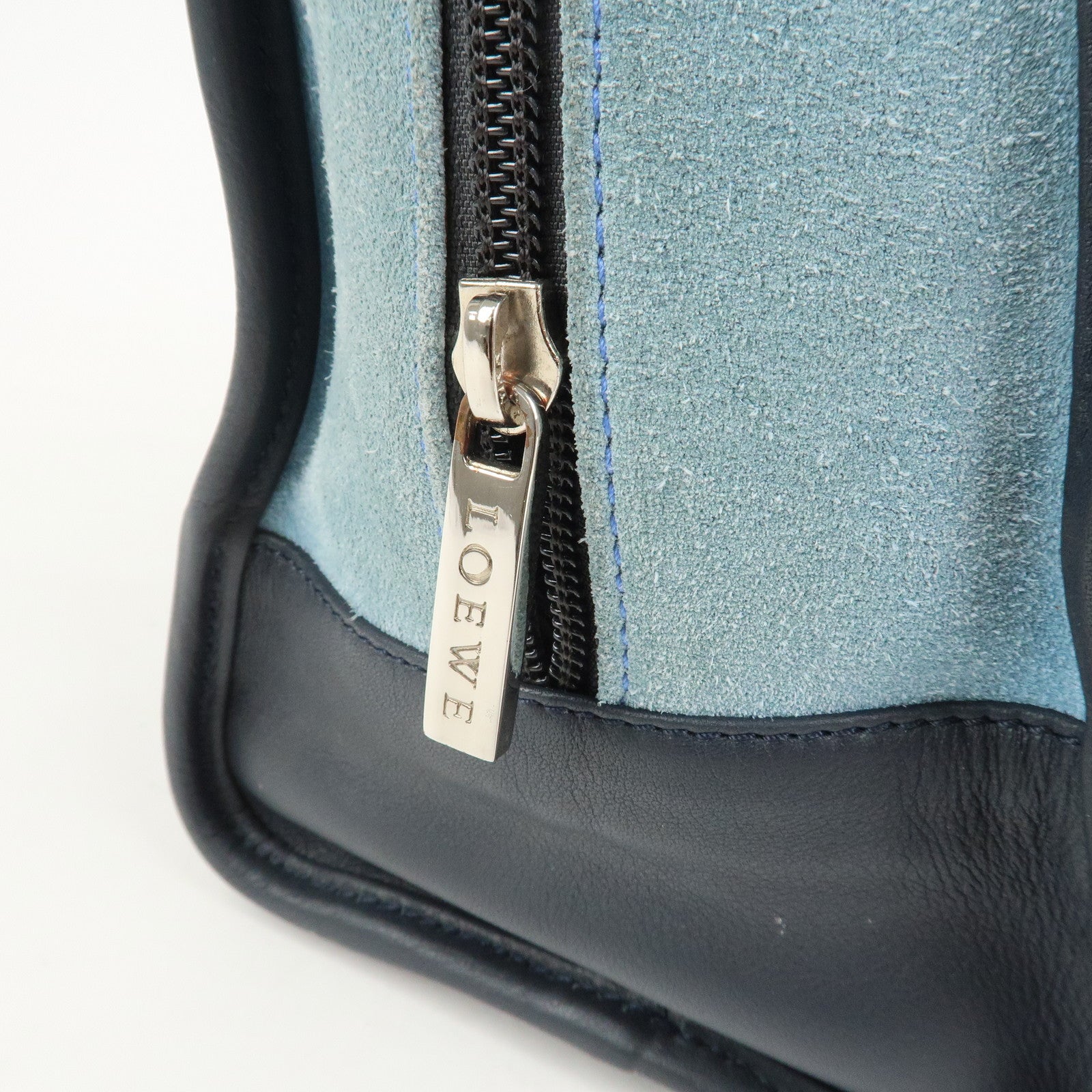 LOEWE Anagram Suede Leather Amazona 28 Hand Bag Blue