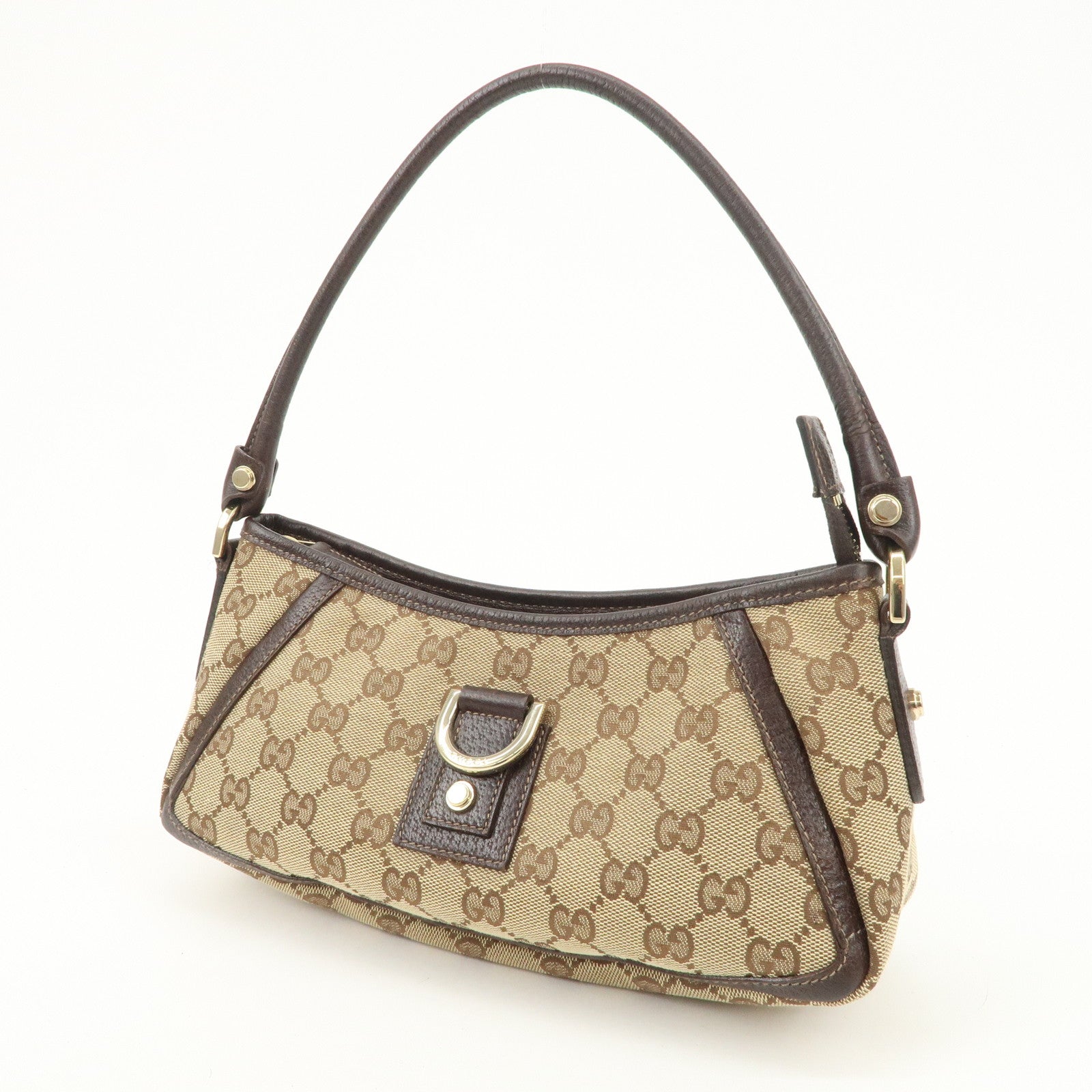 GUCCI Abbey GG Canvas Leather Shoulder Bag Hand Bag Beige 130939