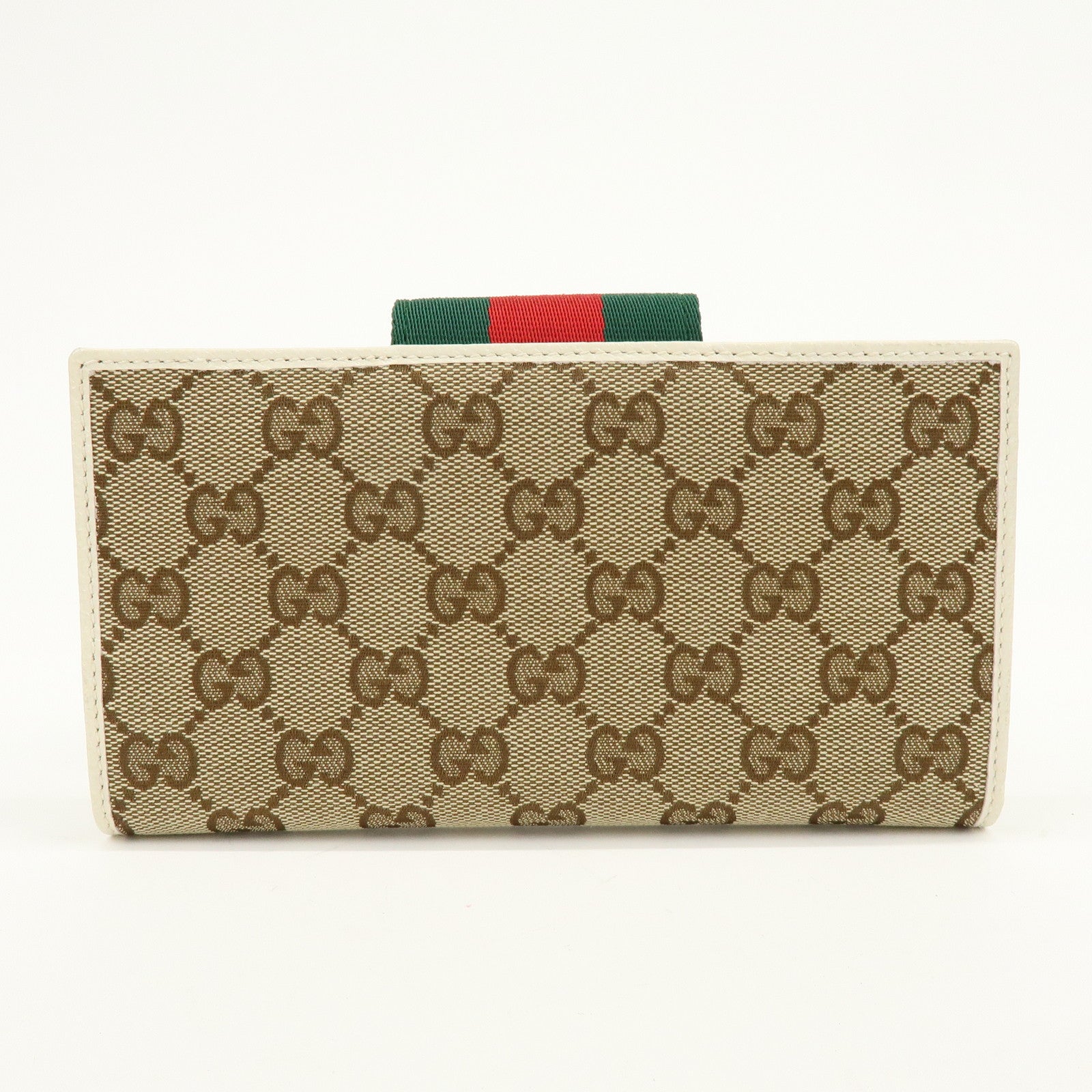 GUCCI Sherry GG Canvas Leather Long Wallet Continental Wallet Beige