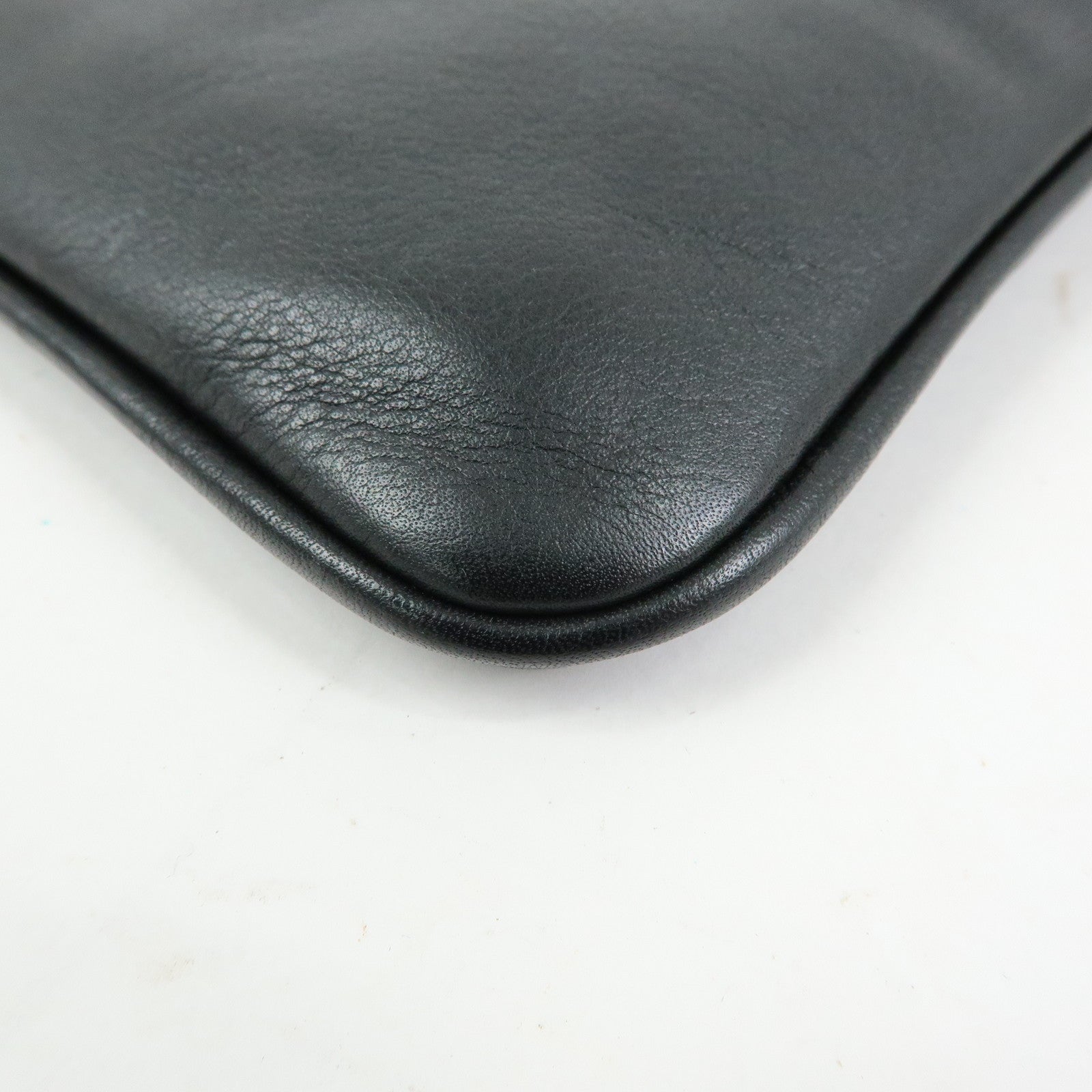 MIU MIU Logo Leather Shoulder Bag Crossbody Bag Flat Pouch Black