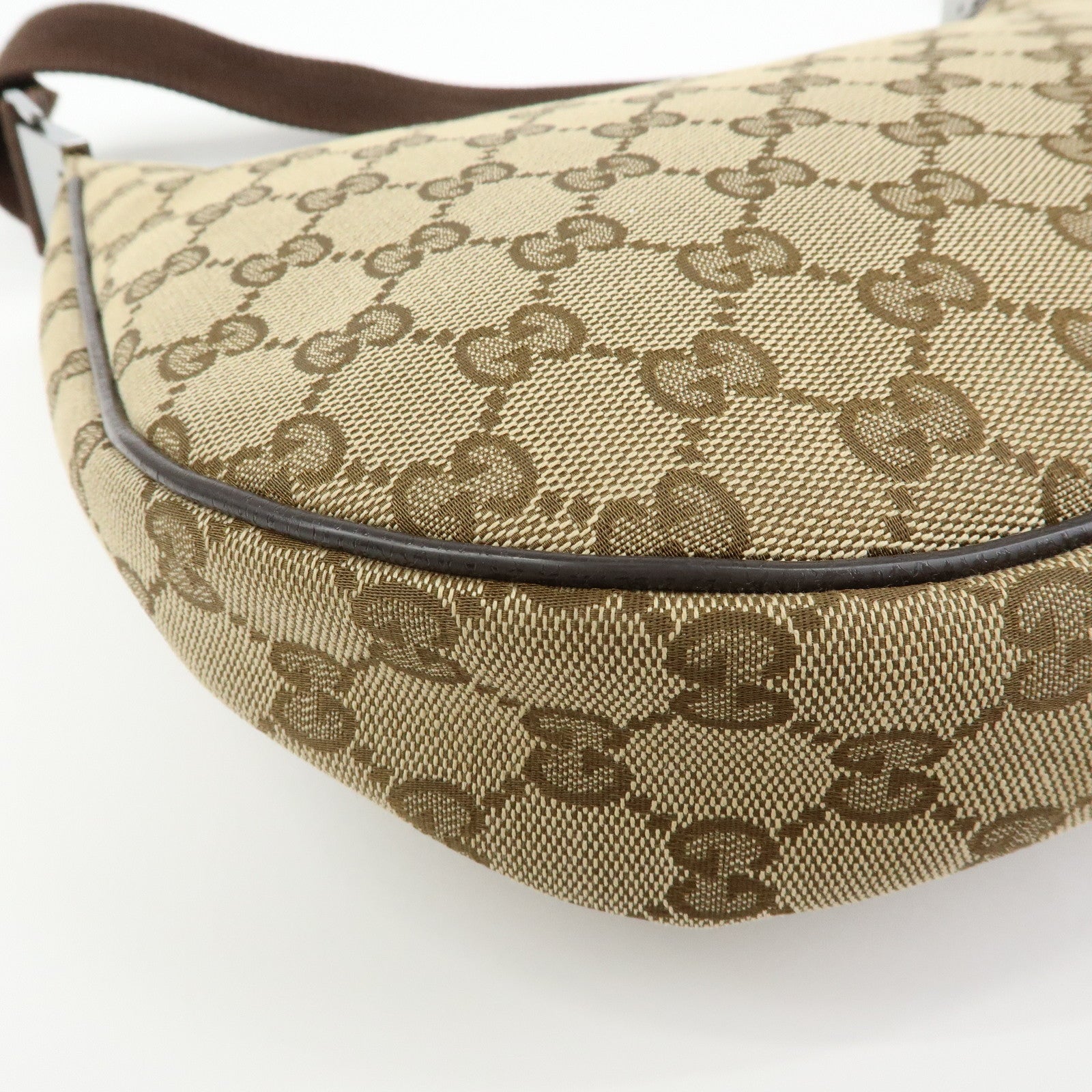 GUCCI GG Canvas Leather Shoulder Bag Crossbody Bag Beige 122790