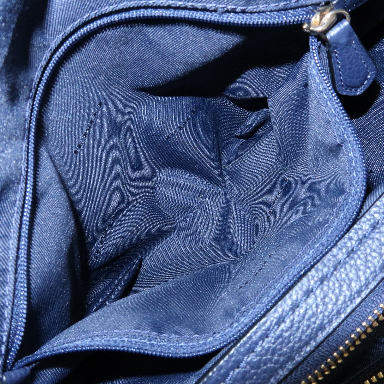COACH Edie Leather Tote Bag Shoulder Bag Hand Bag Navy