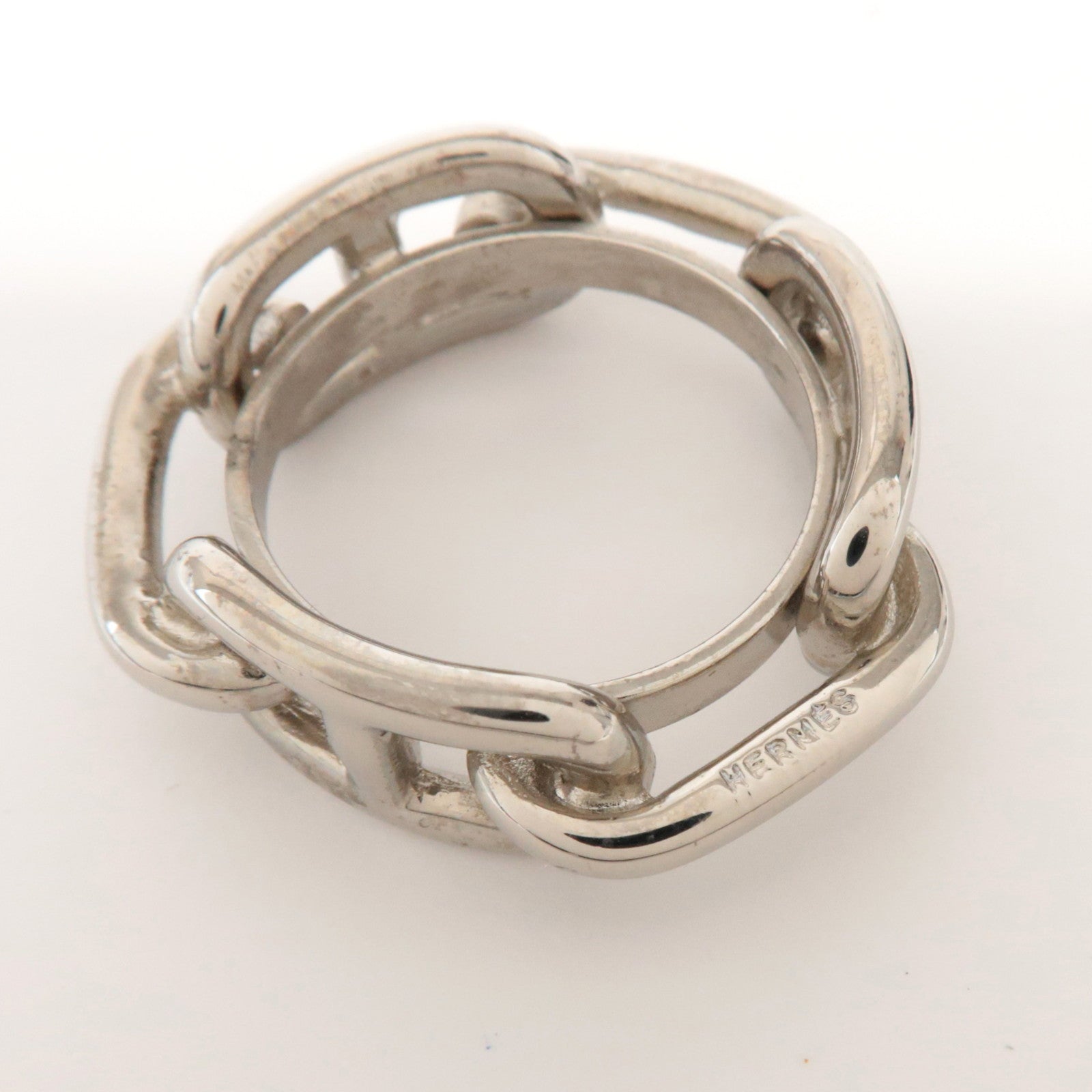 HERMES Metal Scarf Ring Scarf Charm Silver
