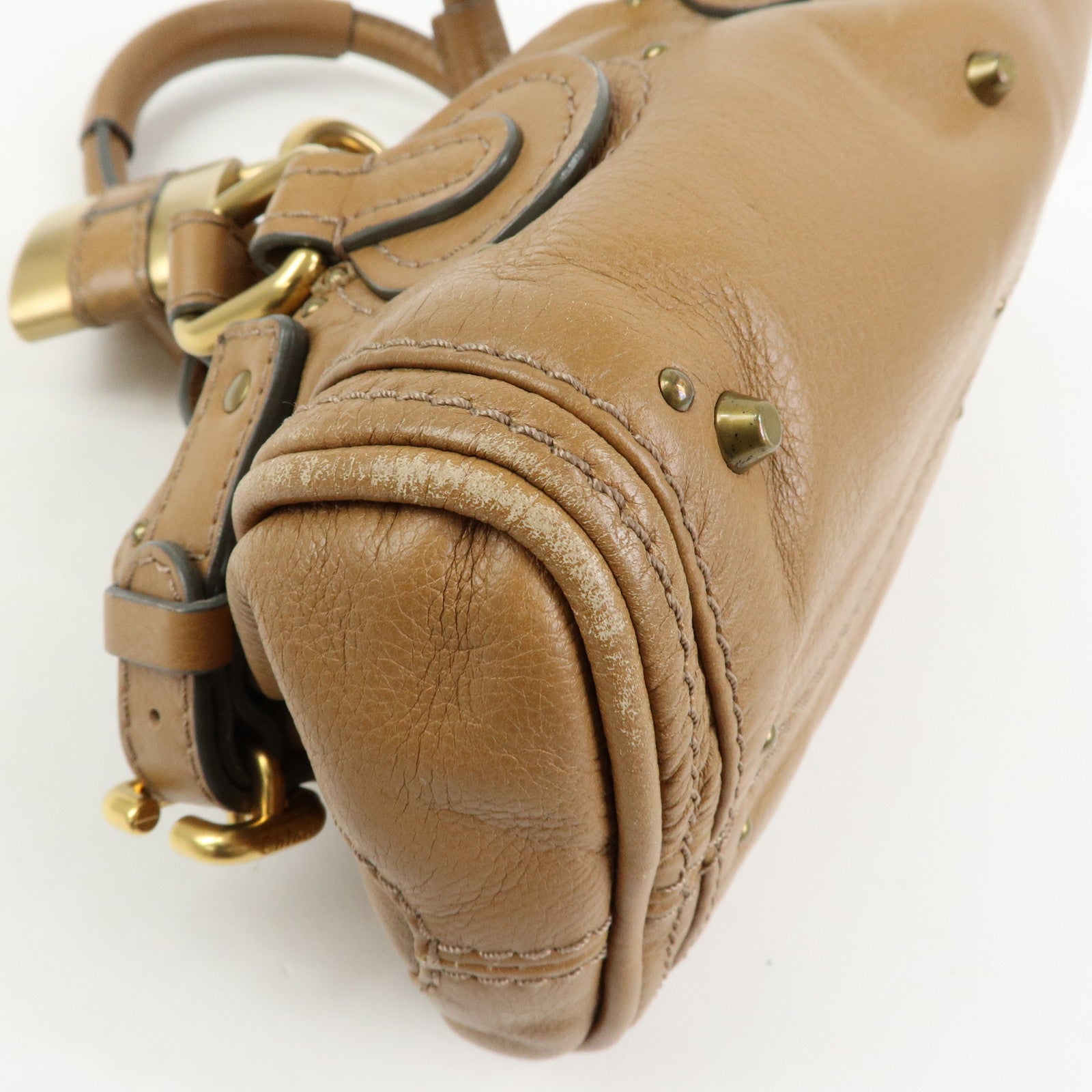 Chloe Paddington Leather Mini Hand Bag Boston Bag Brown