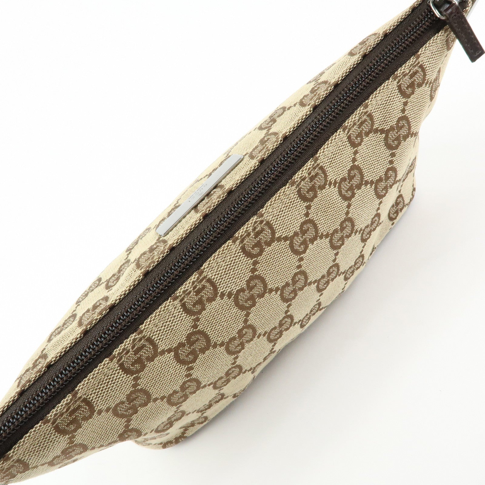 GUCCI Boat Bag GG Canvas Leather Hand Bag Beige Brown 07198