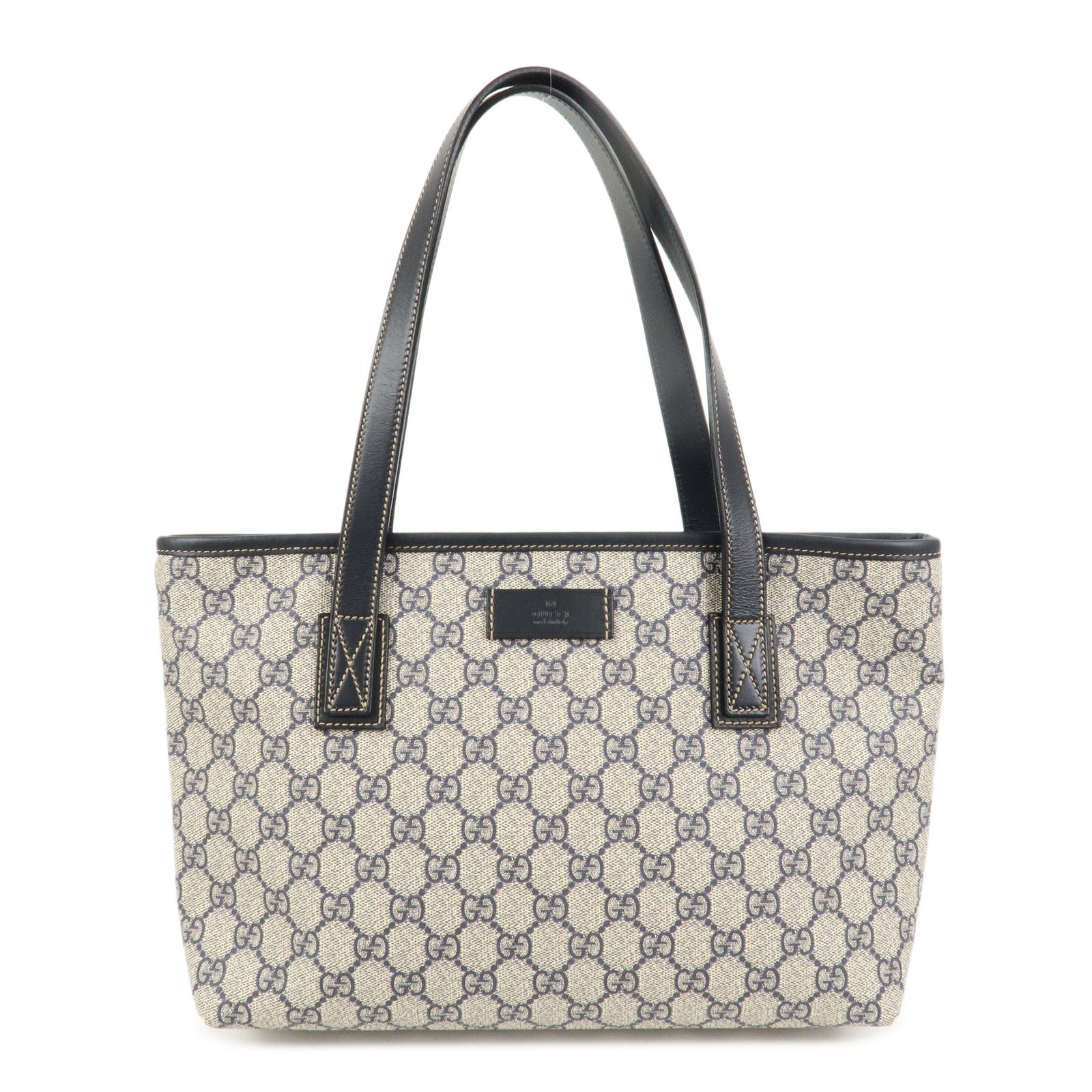 GUCCI GG Supreme PVC Leather Tote Bag Hand Bag Beige Black 211138