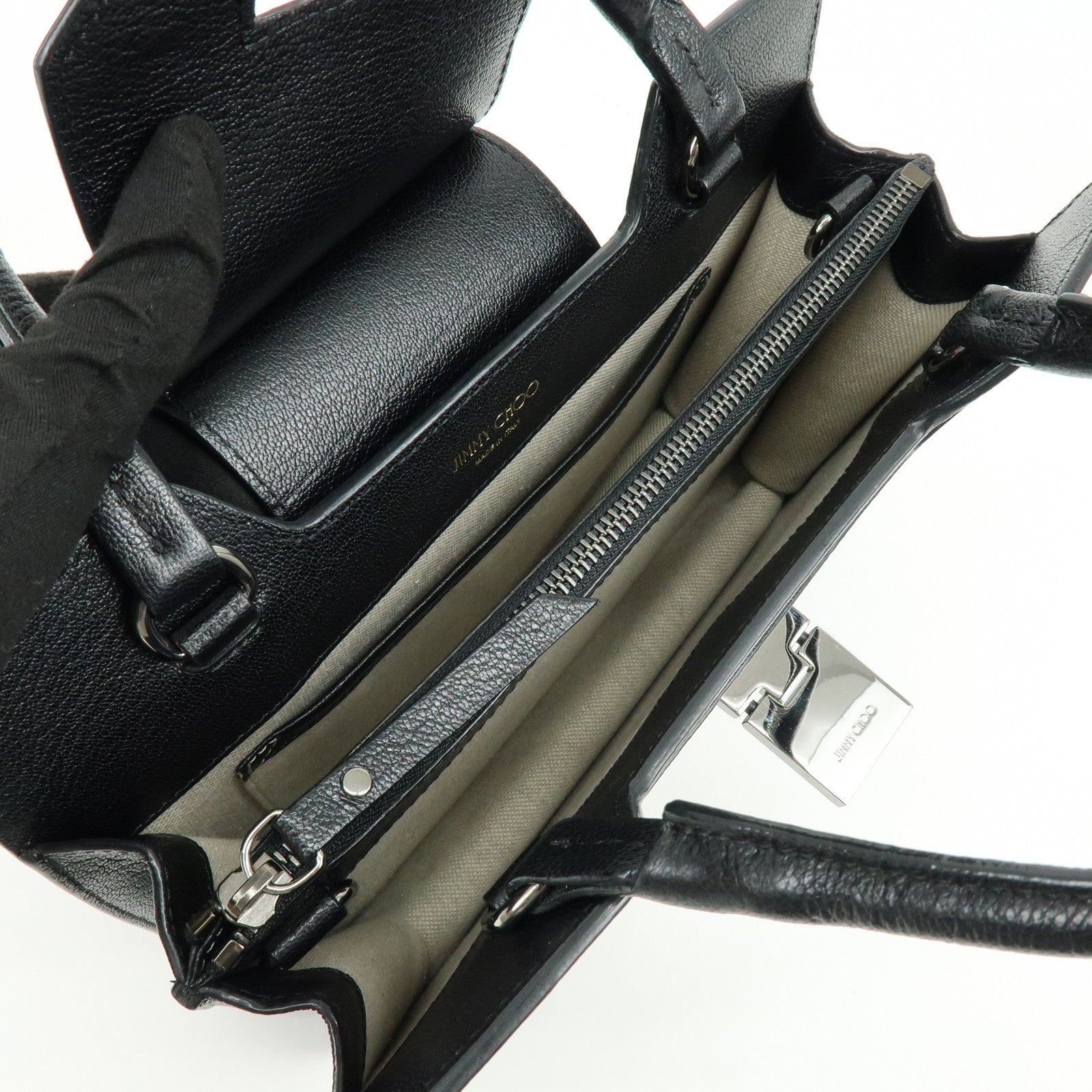 JIMMY CHOO Rebel Bag Leather Hand Bag Black