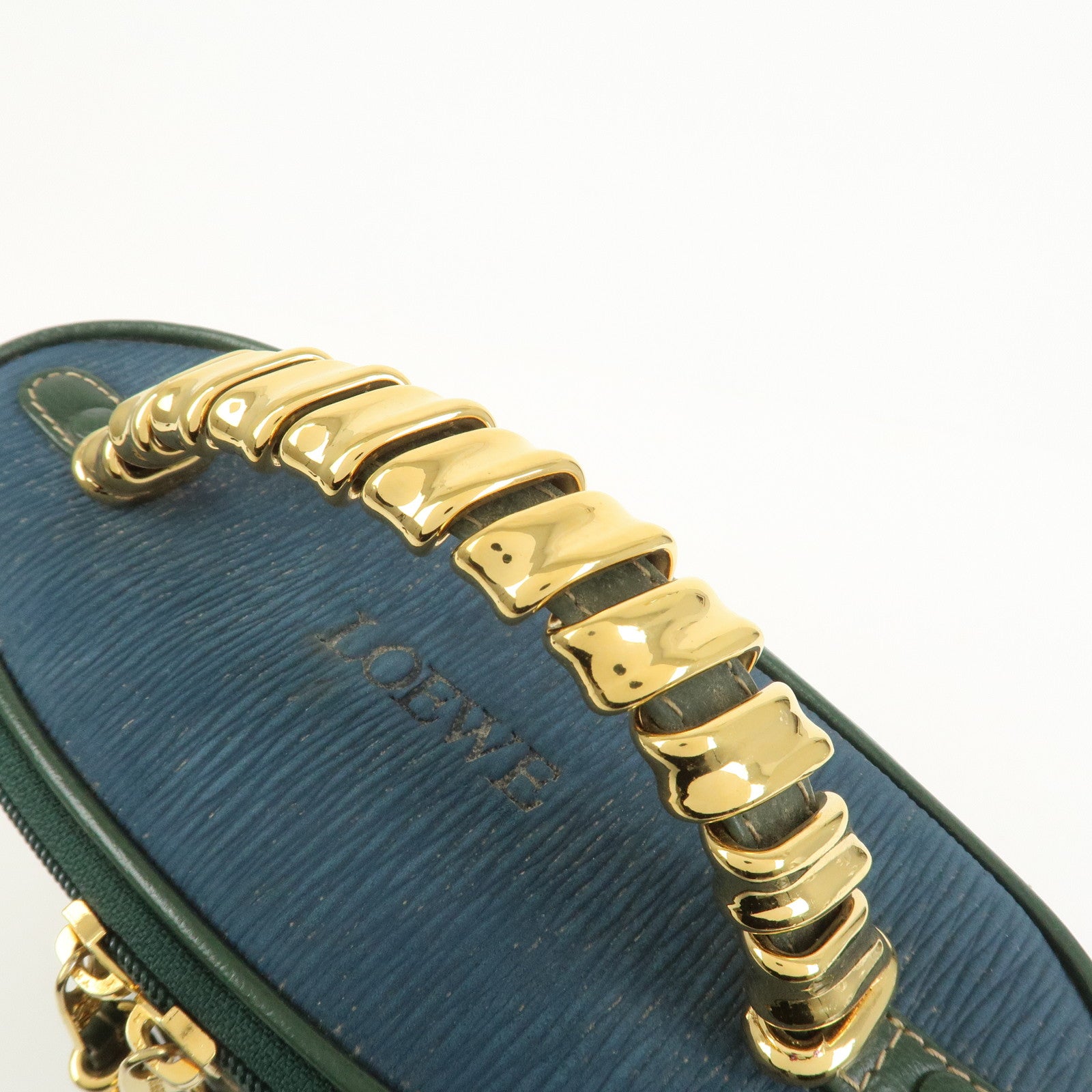 LOEWE Velazquez Calf Leather Hand Bag Vanity Bag Green