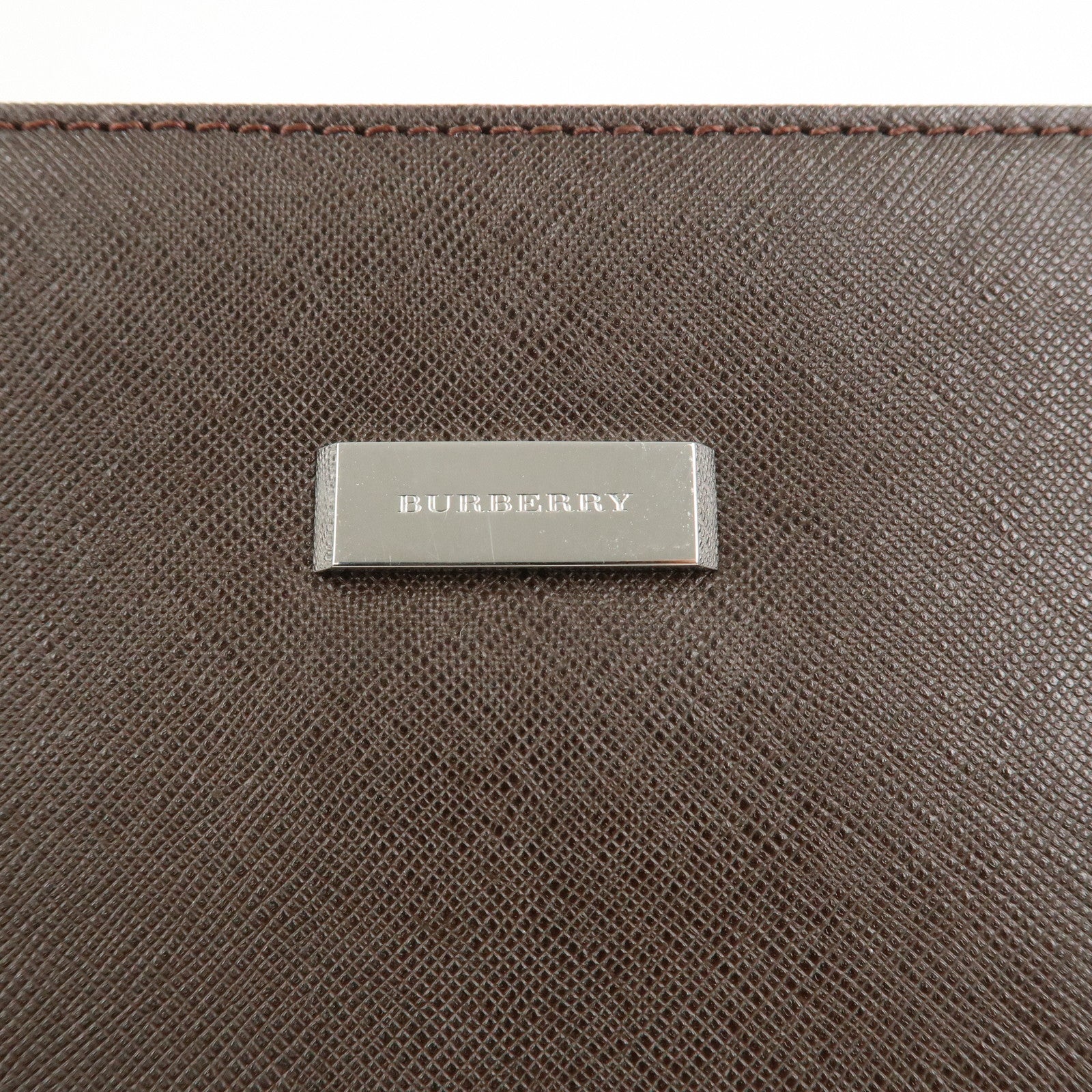 BURBERRY Leather Clutch Bag Hand Bag Pouch Brown