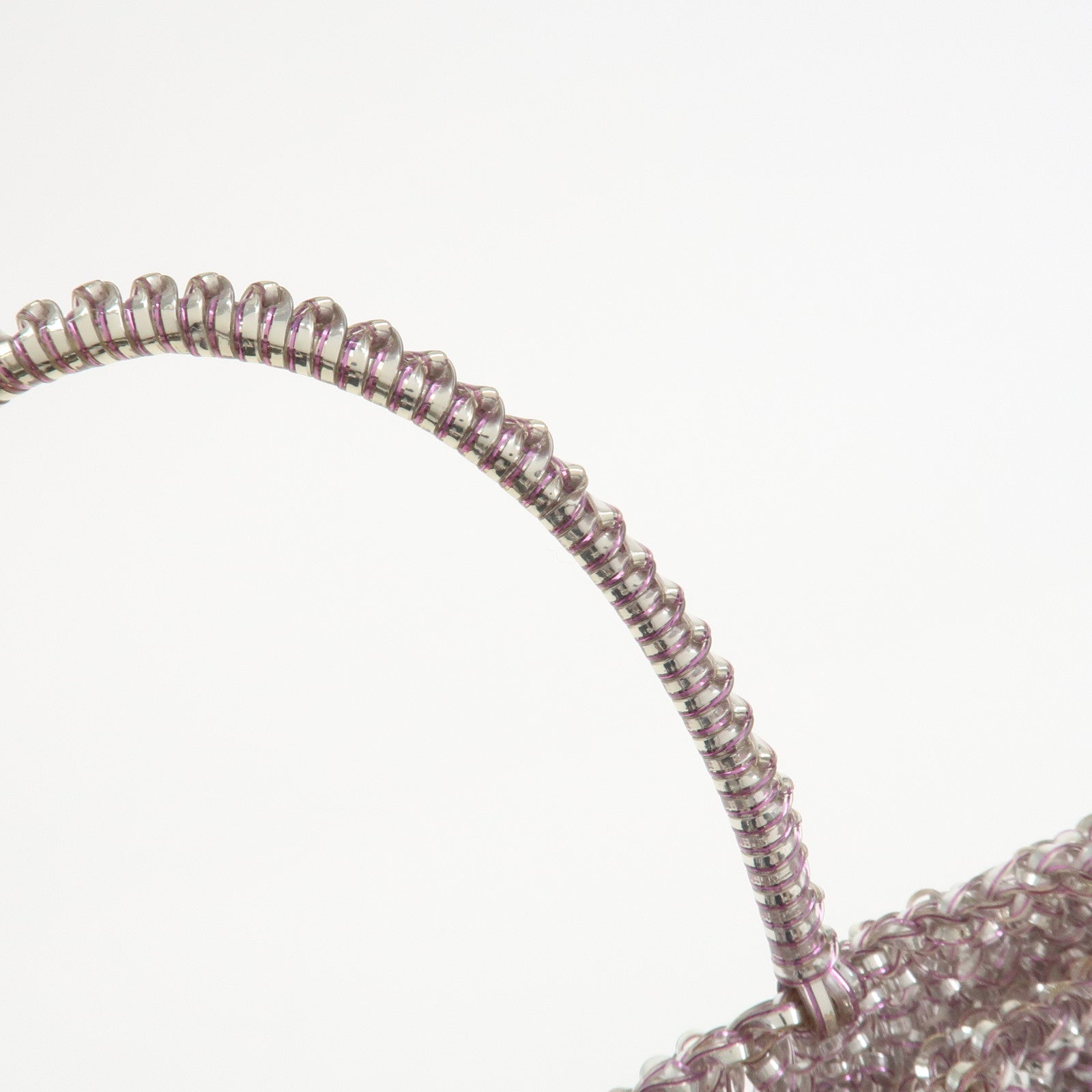 ANTEPRIMA PVC Wire Rhinestone Hand Bag Ribbon Pink