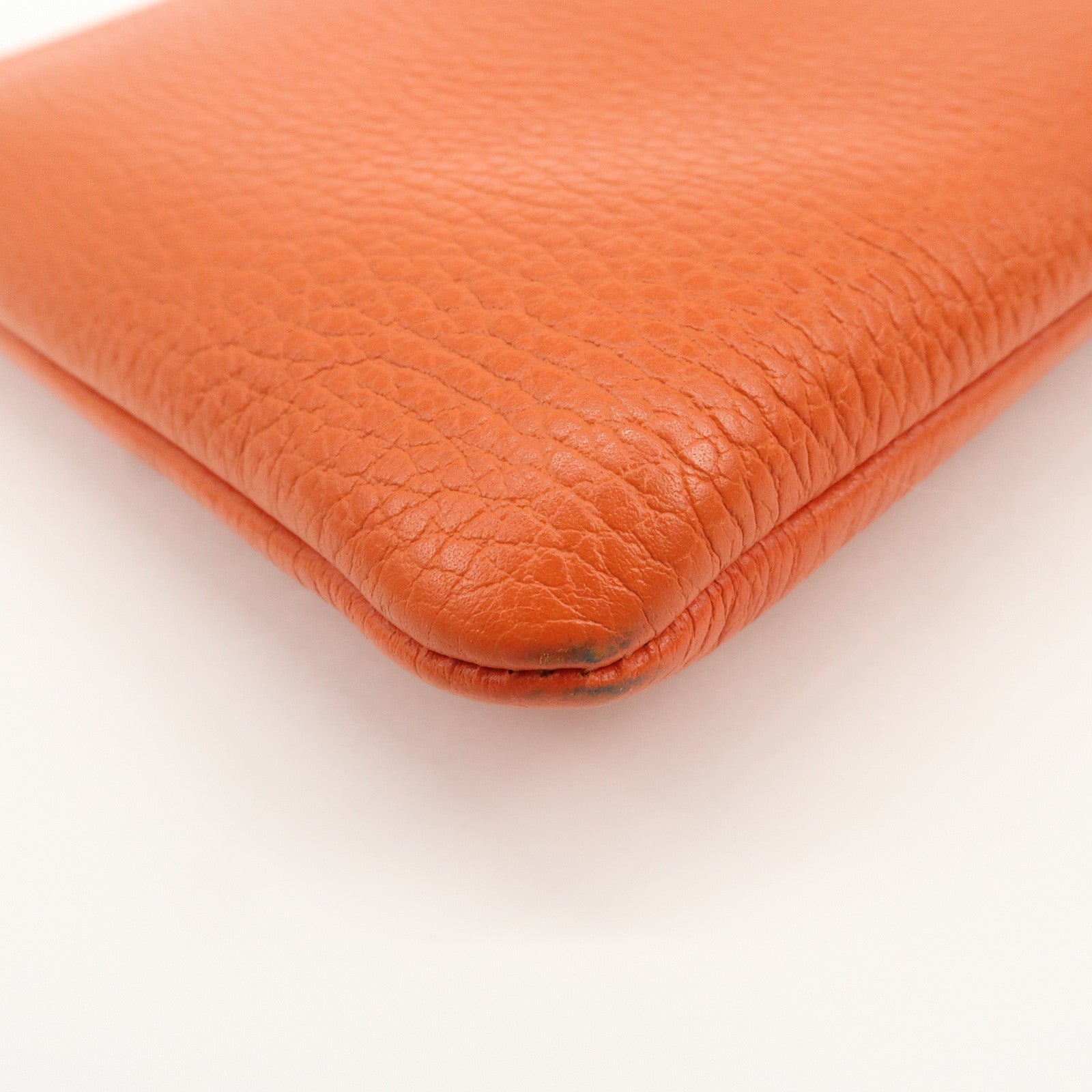 GUCCI Bamboo Logo Leather Clutch Bag Pouch Orange 449653