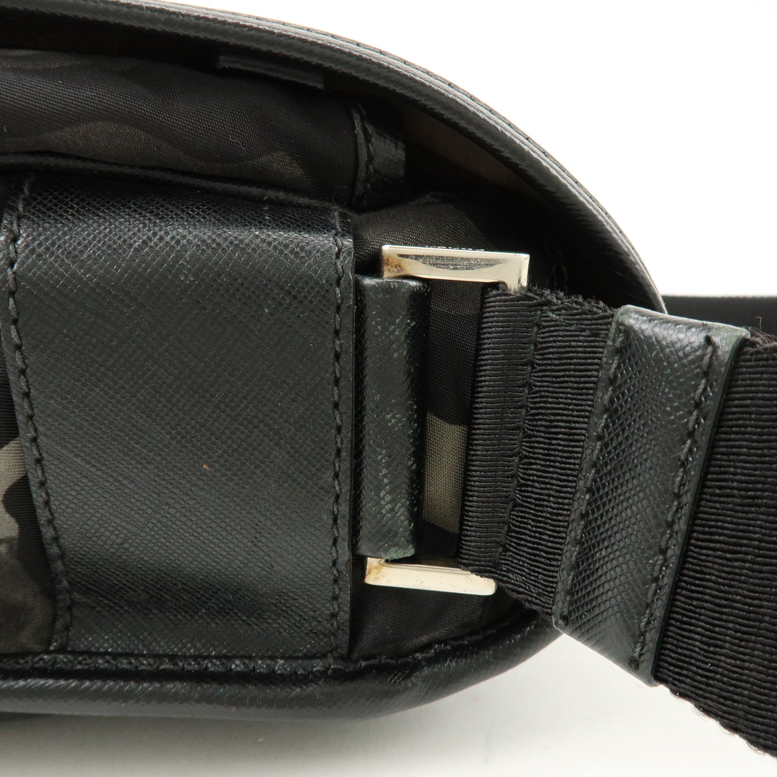 PRADA Triangle Logo Nylon Saffiano Leather Camouflage Shoulder Bag