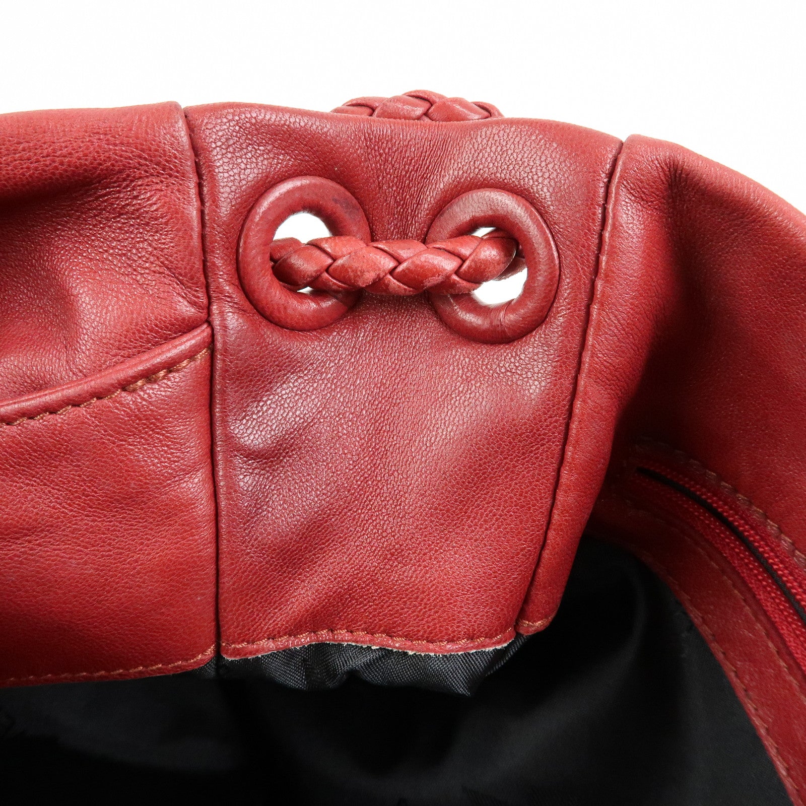 BOTTEGA VENETA Intrecciato Leather Shoulder Bag Red 132369