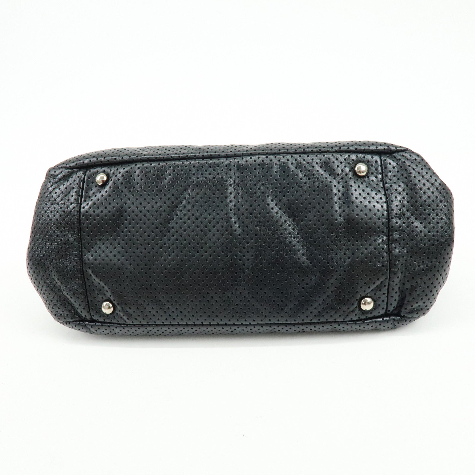 CHANEL 2.55 Punching Calf Leather Chain Shoulder Bag  Black