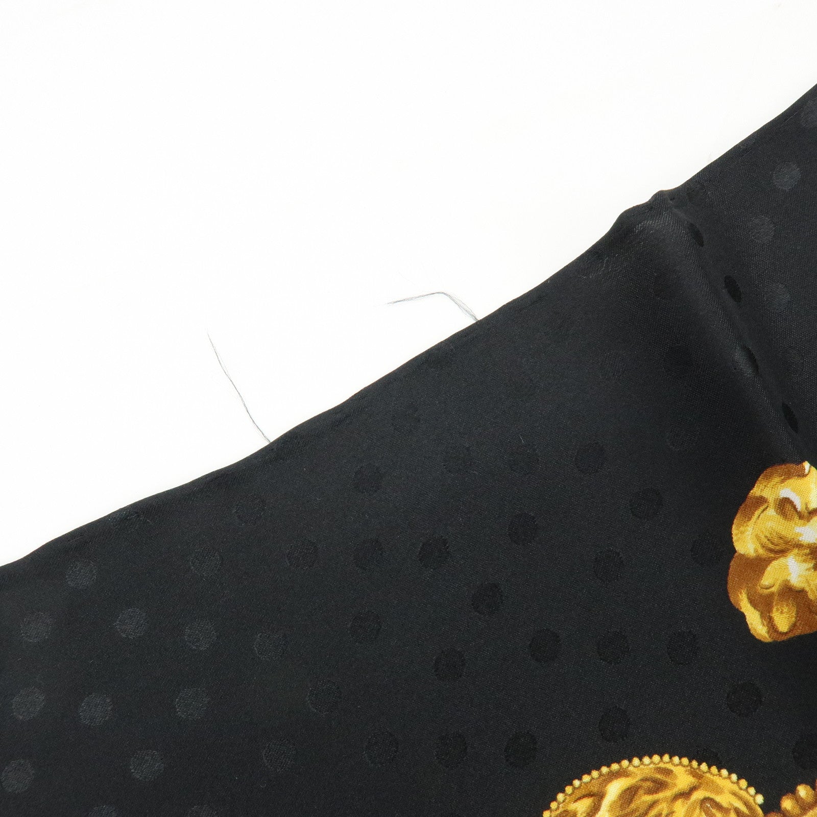 SAINT LAURENT PARIS Silk 100% Scarf Jewelry Poka Dots Black Yellow