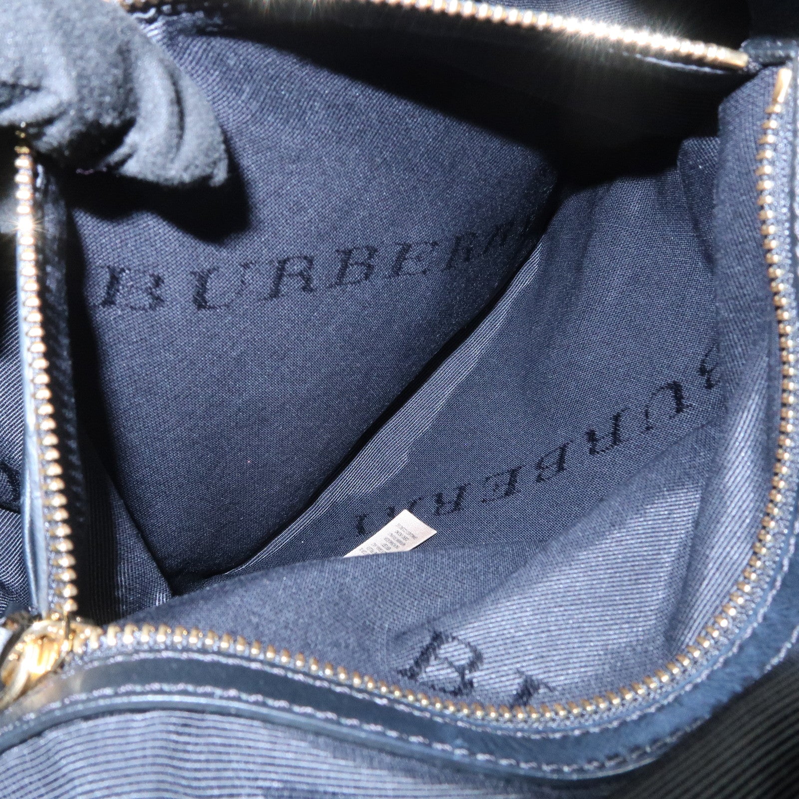 BURBERRY Nylon Leather Backpack Rucksuck Black Brown Gold