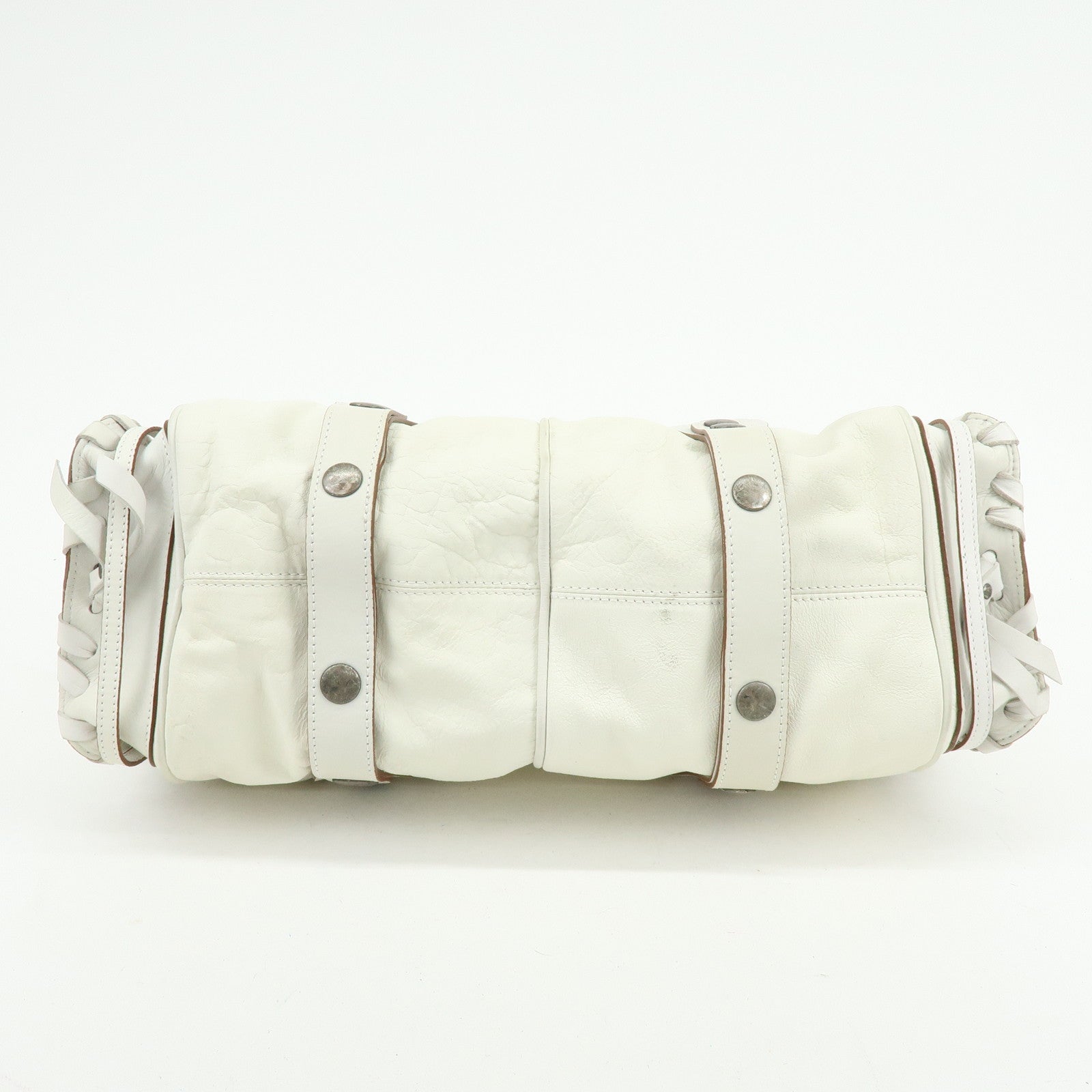 Chloe Silverado Leather Shoulder Bag Boston Bag Hand Bag White