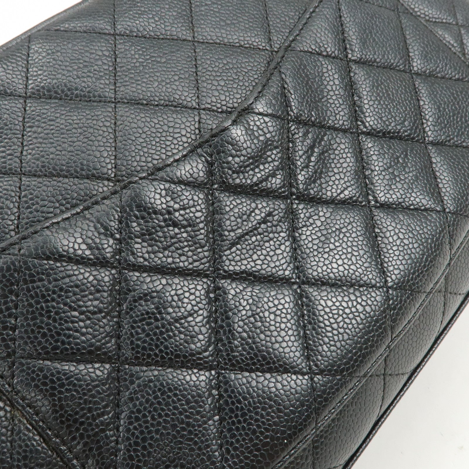 CHANEL Matelasse Caviarskin Boston Bag Hand Bag Black A20997