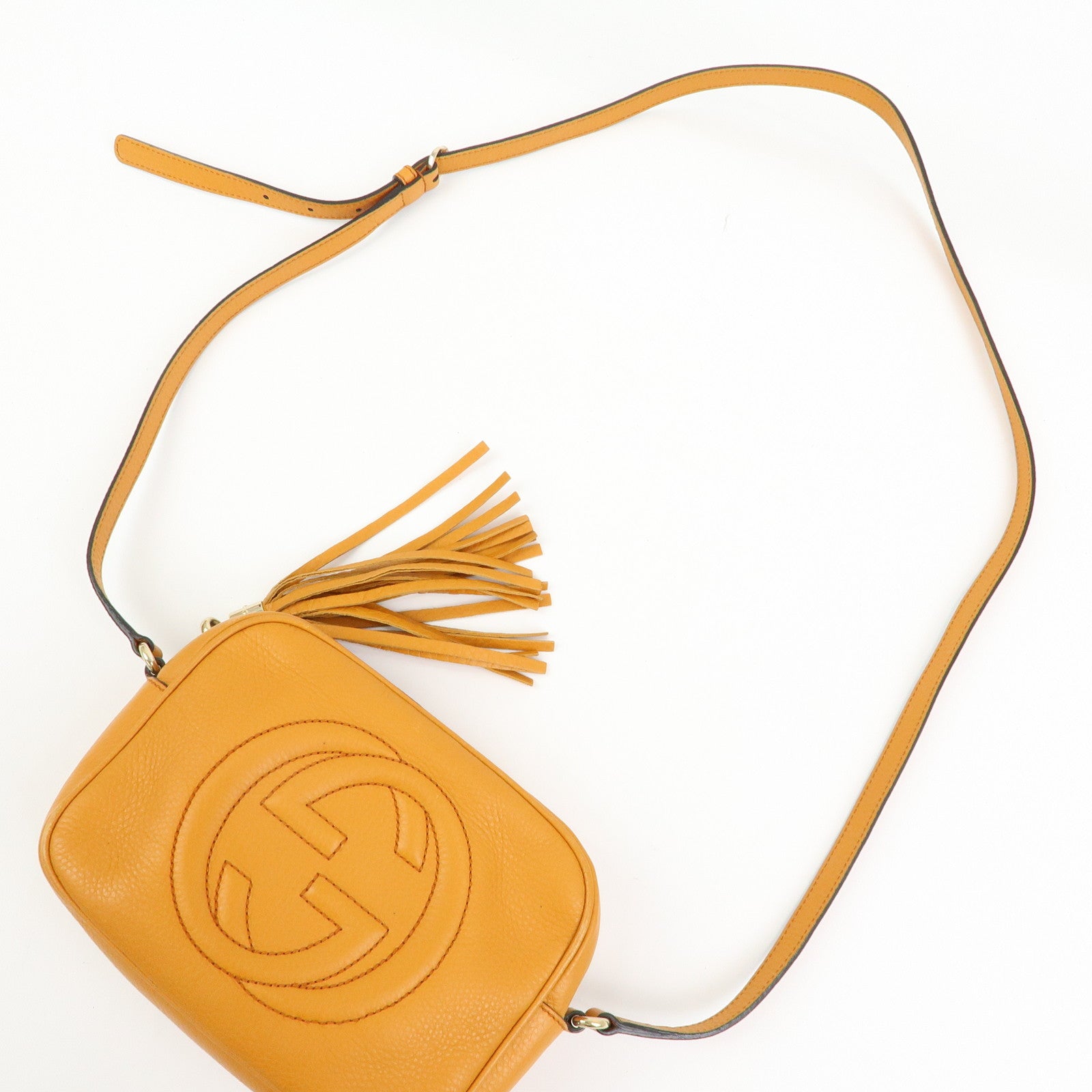 GUCCI SOHO Leather Shoulder Bag Crossbody Bag Orange 308864