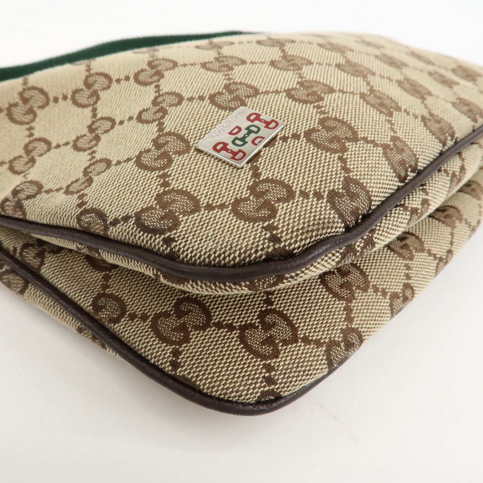 GUCCI Sherry Line GG Canvas Leather Shoulder Bag Beige 145812