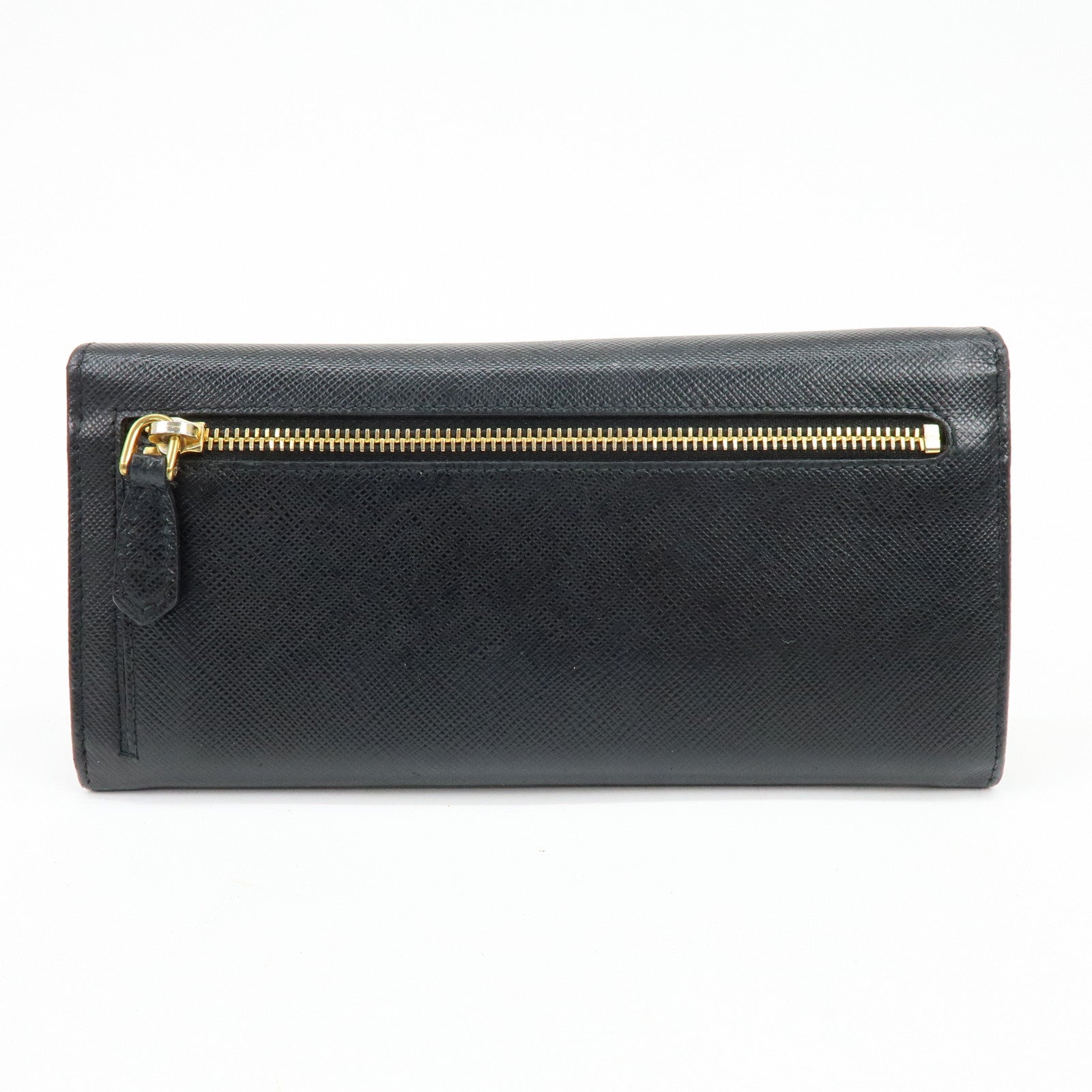 PRADA Saffiano Leather Ribbon Long Wallet Black