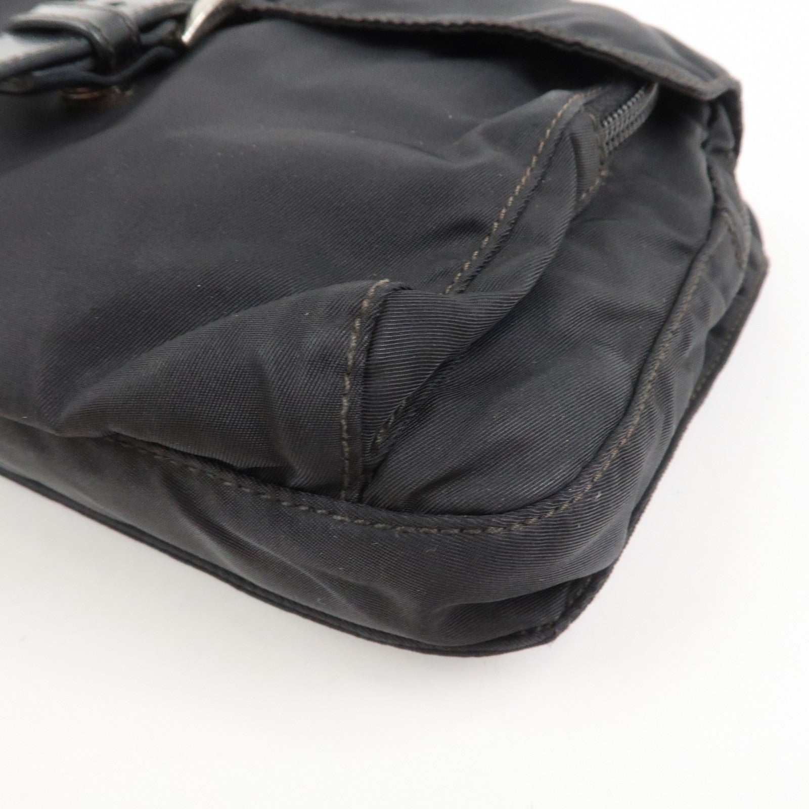 PRADA Nylon Leather Shoulder Bag Crossbody Bag Black BT0521