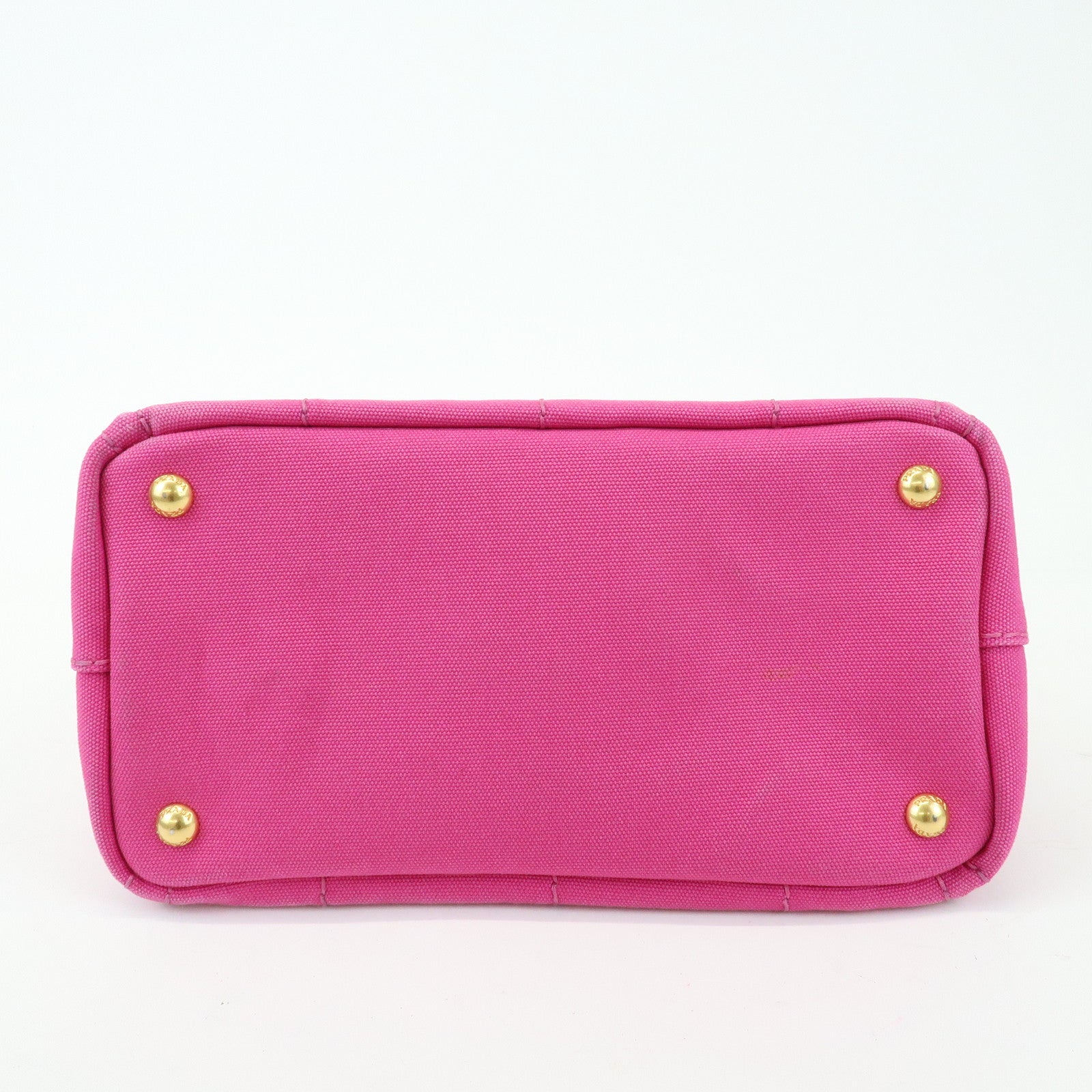 PRADA Triangle Logo Canapa Mini Canvas Tote Hand Bag Pink BN2439